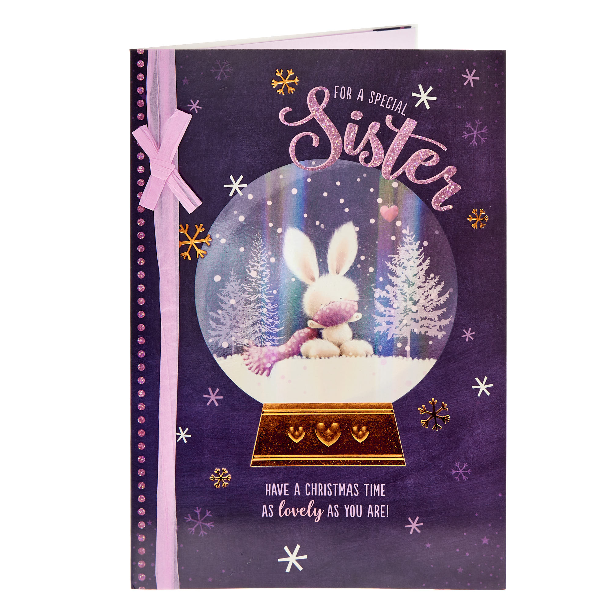 Sister Bunny In A Snowglobe Christmas Card