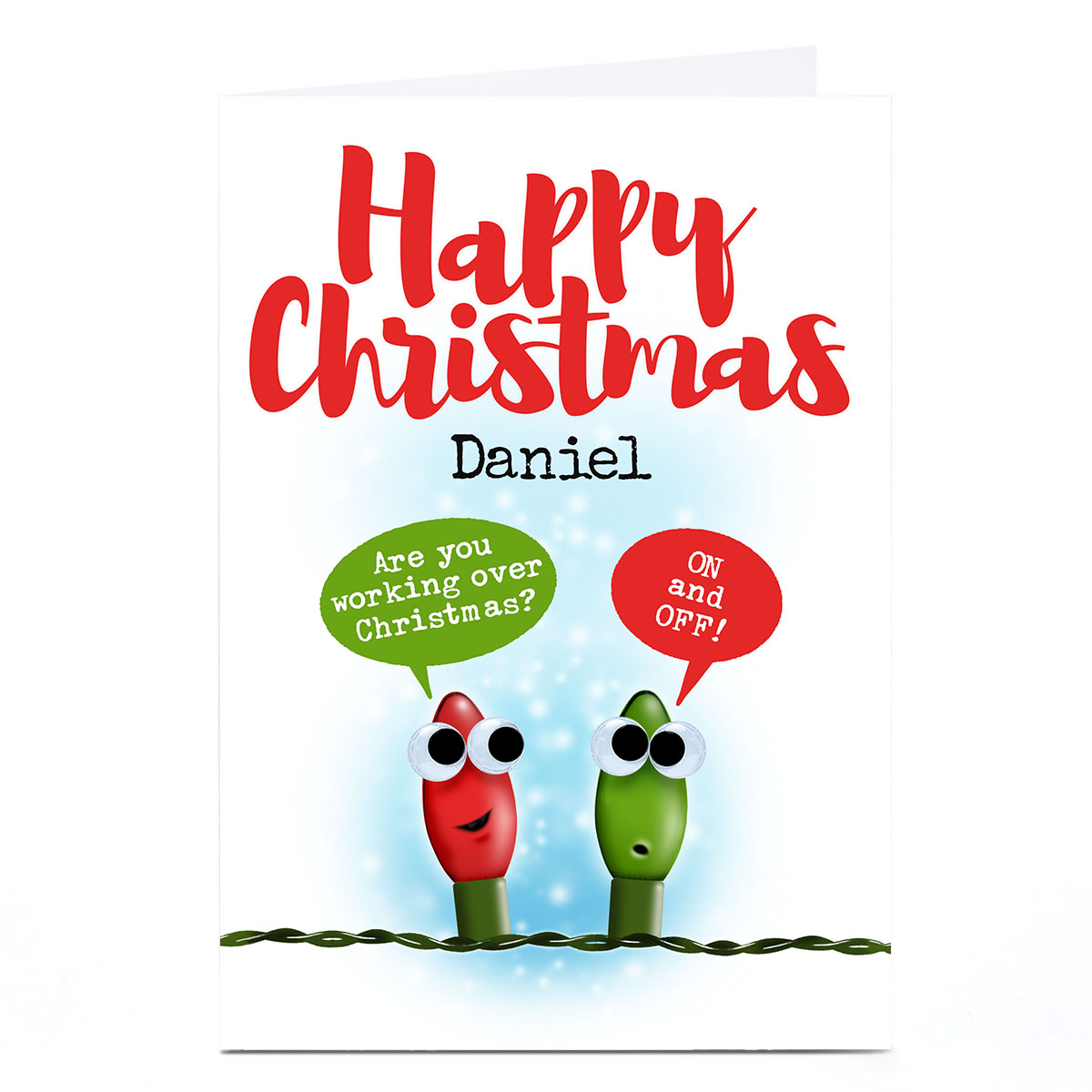 Personalised PG Quips Christmas Card - Fairy Lights 