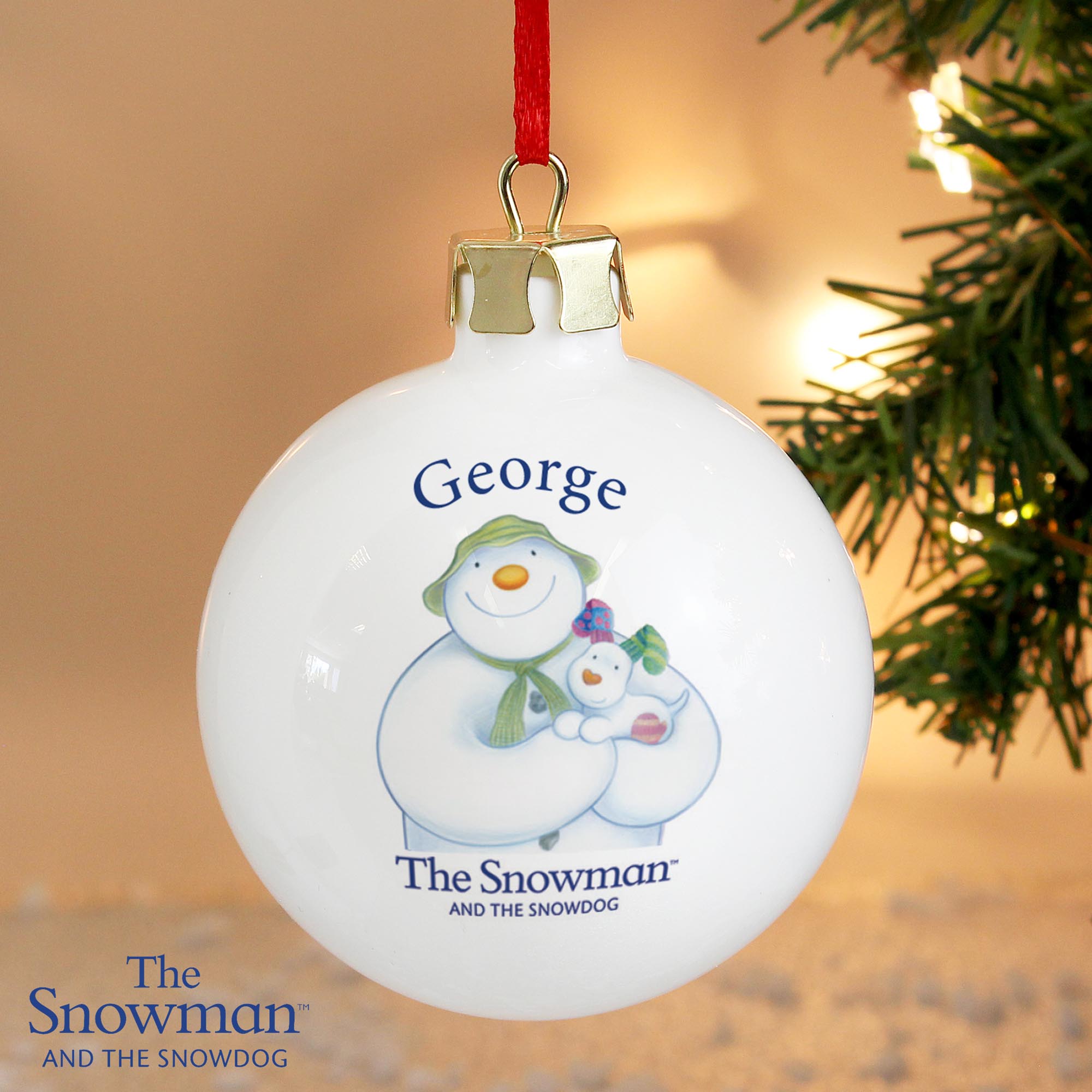 Personalised The Snowman & the Snowdog Bauble