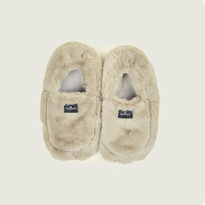 Warmies Luxurious Microwavable Slippers - Latte