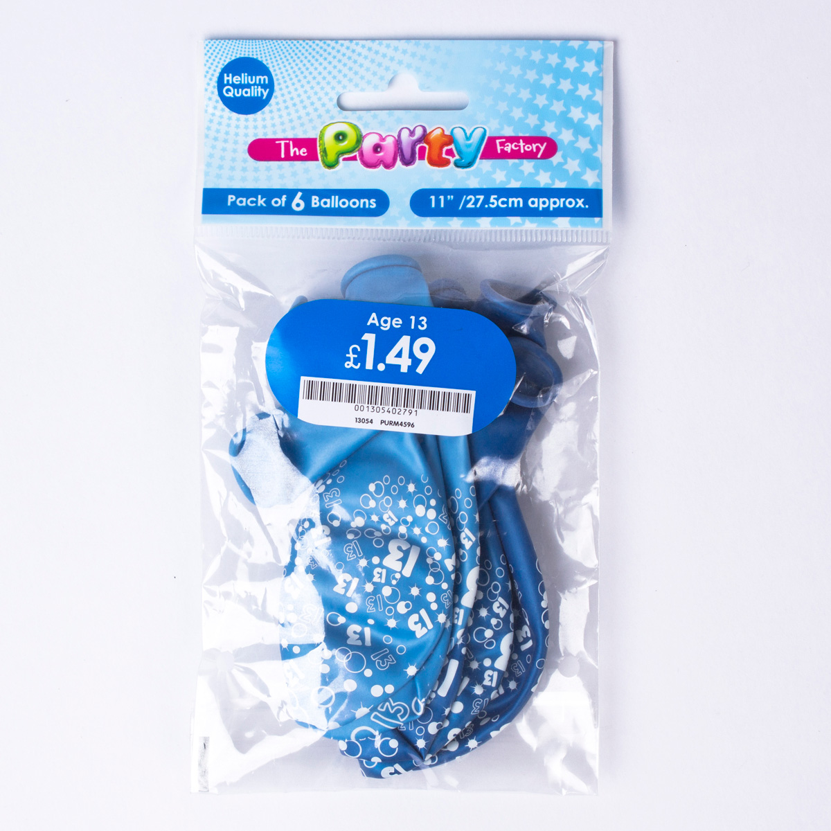 Metallic Blue Circles 13th Birthday Helium Latex Balloons - Pack Of 6 