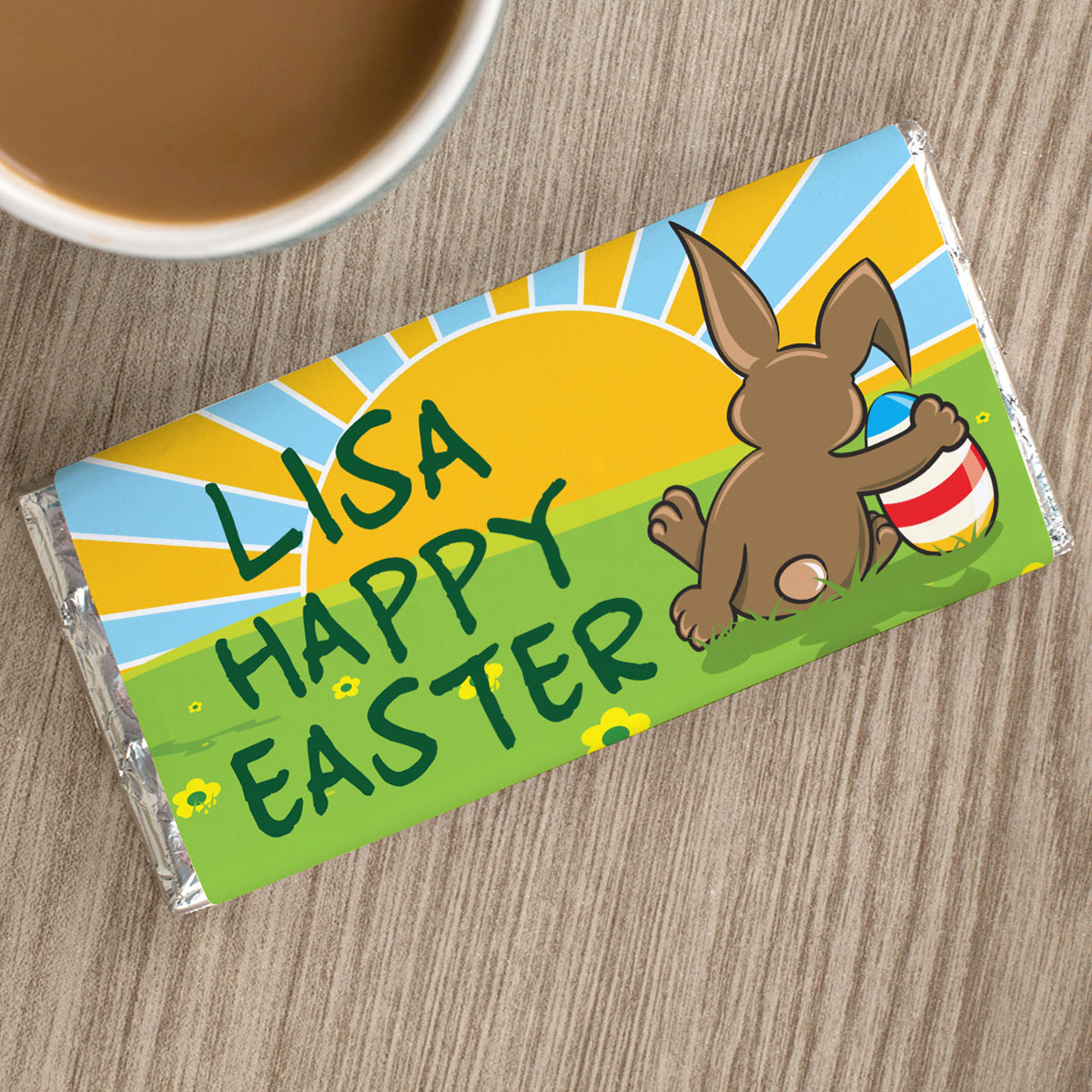 Personalised Chocolate Bar - Happy Easter Sunset