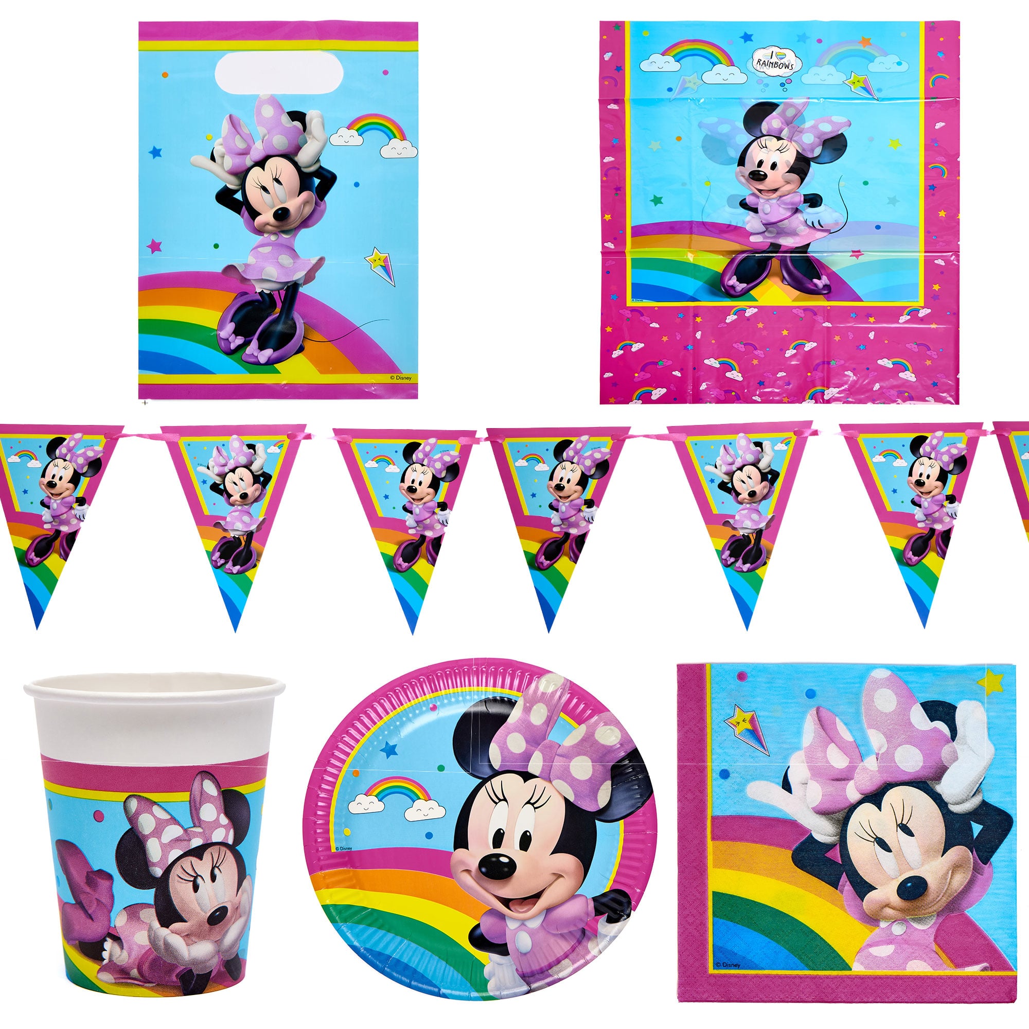 Minnie Junior Party Tableware & Decorations Bundle - 16 Guests