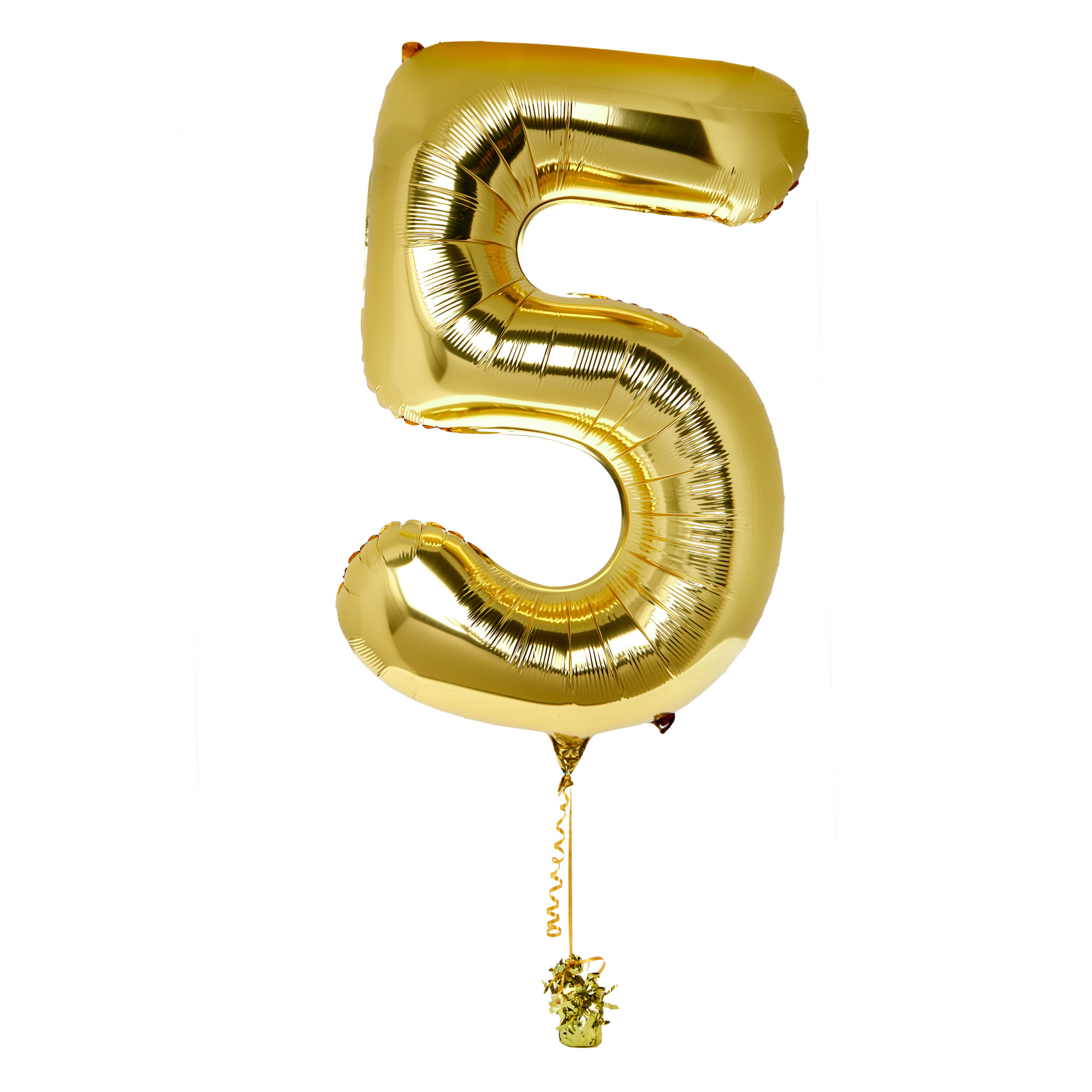 Large Gold Number 5 Inflated Balloon Arrangement 
