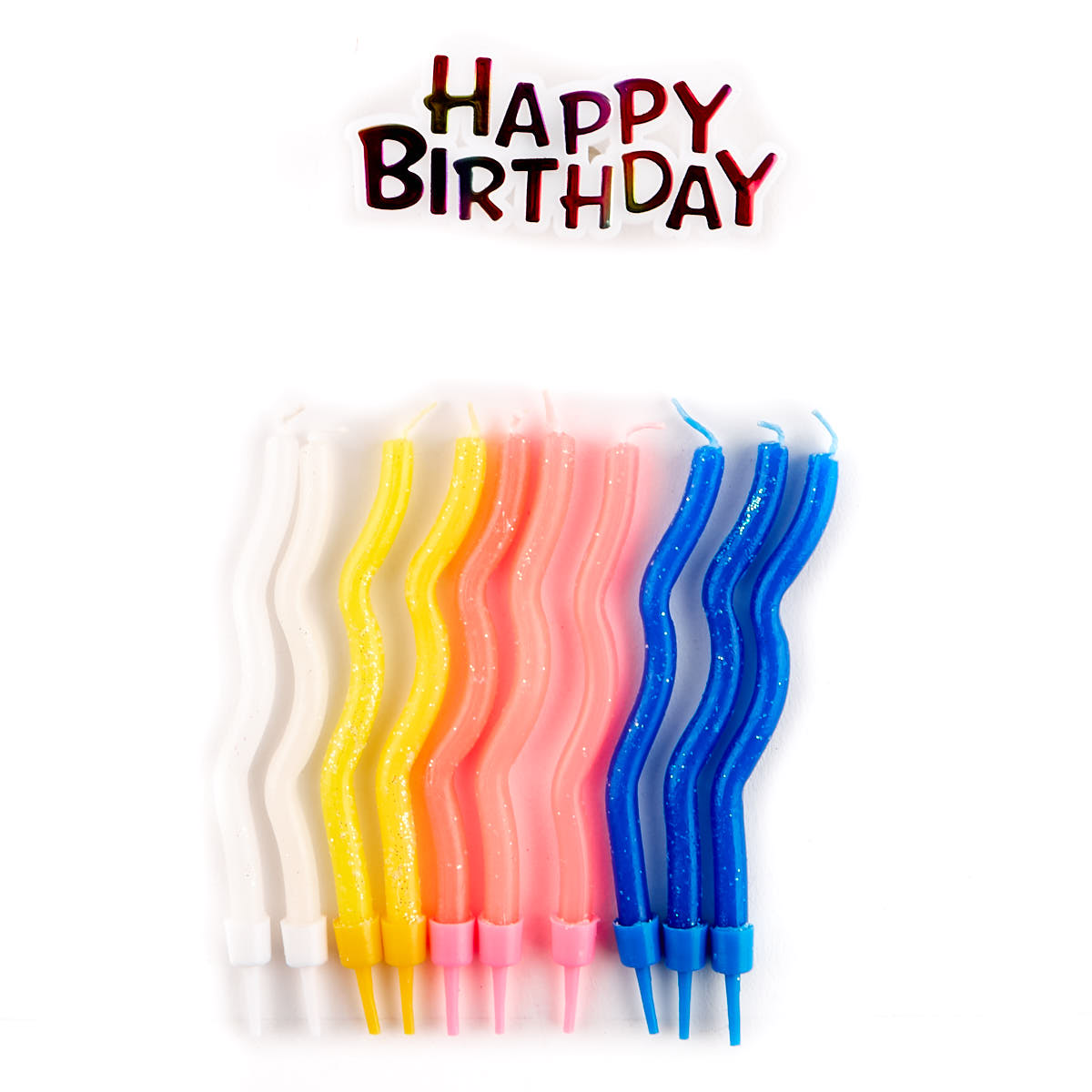 Glitter Wiggle Birthday Candle Set - Pack Of 10