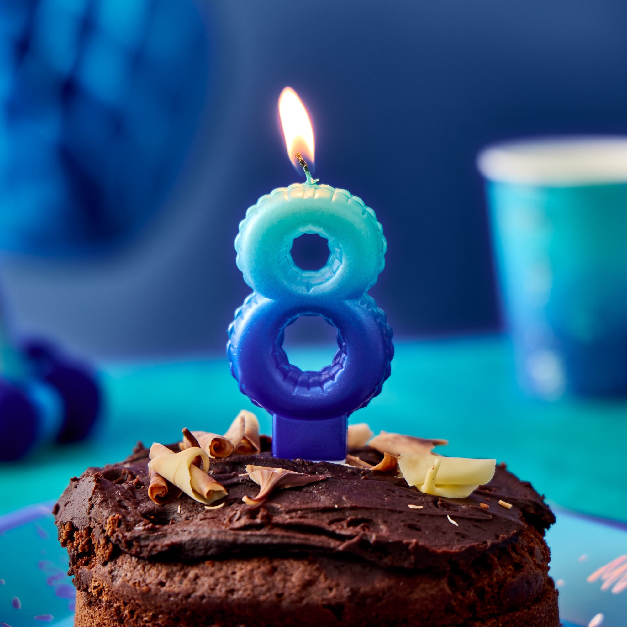 Blue Number 8 Cake Candle