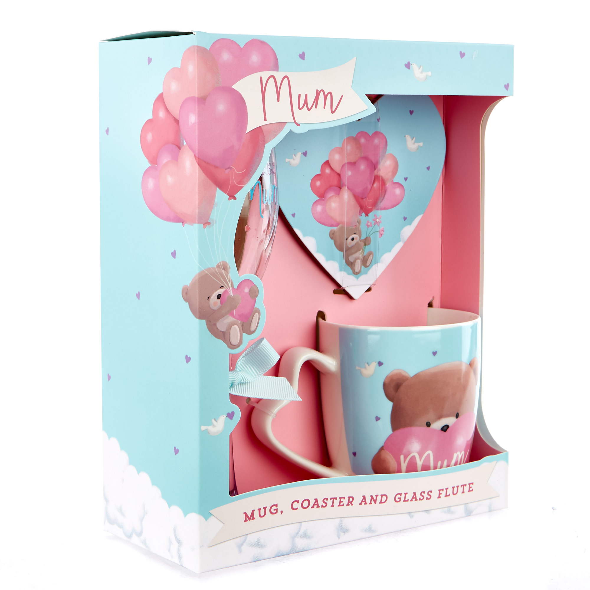 Hugs Bear Mother's Day Mum's Glass, Mug & Coaster Set