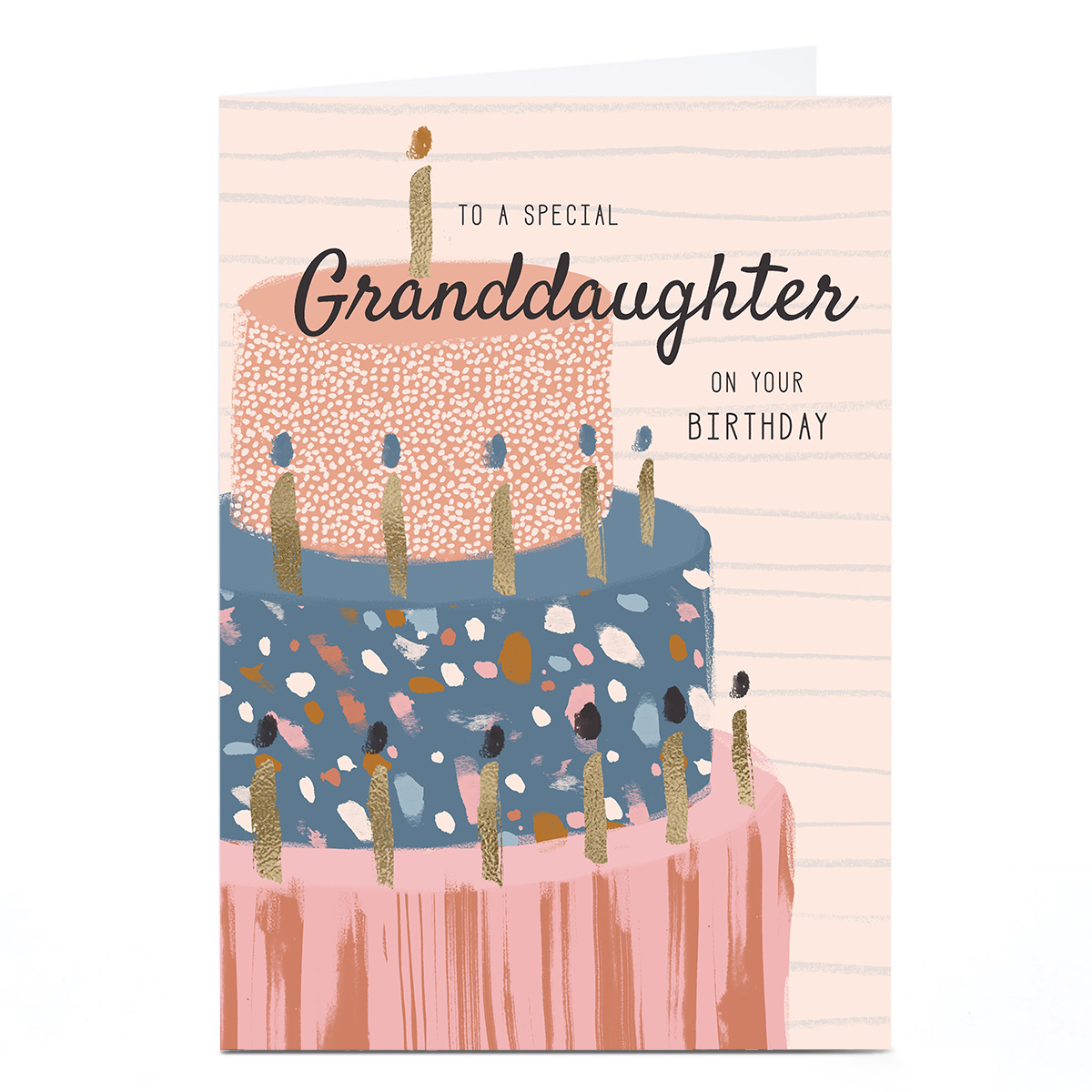 Personalised Rebecca Prinn Birthday Card - Cake & Candles Granddaughter