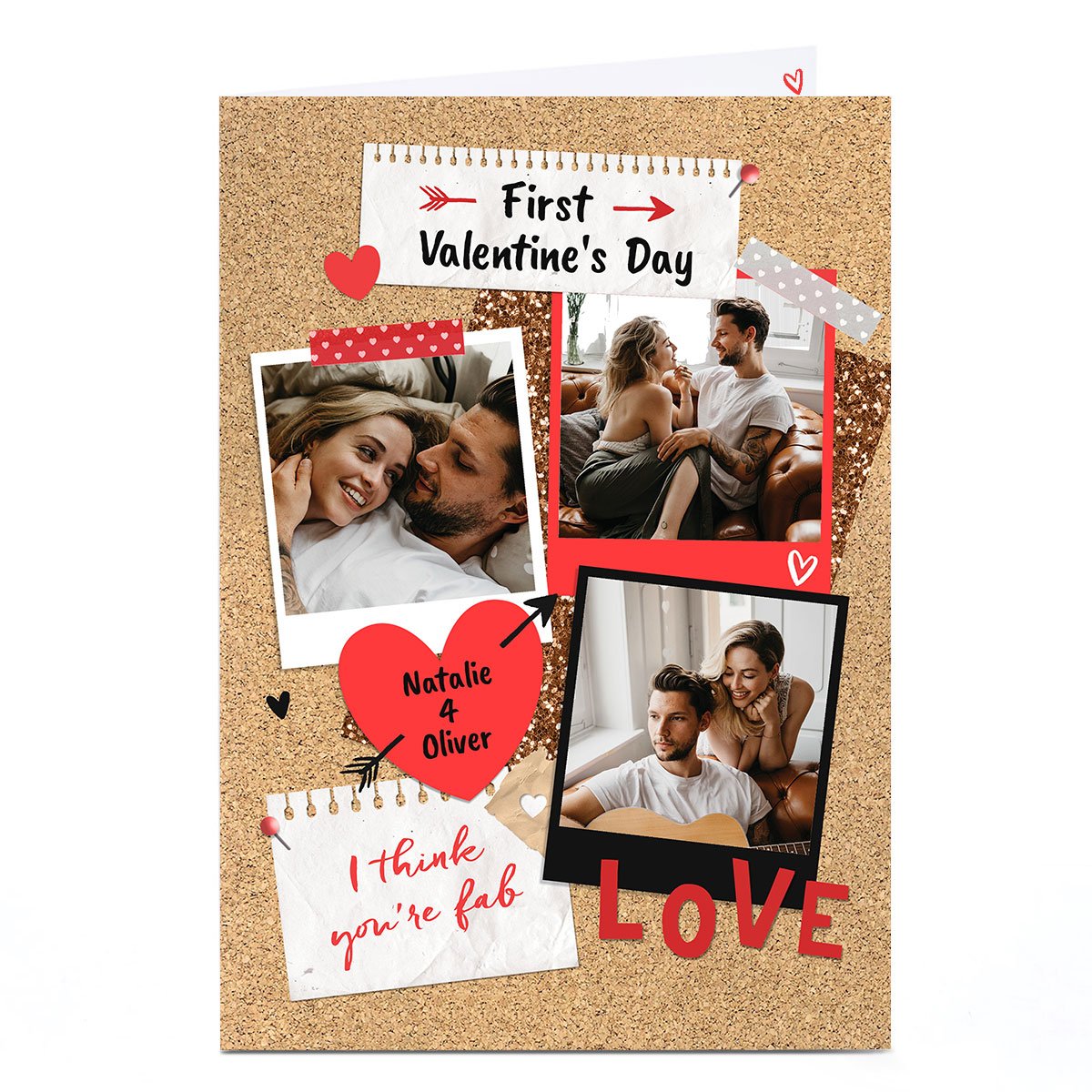 A4 Photo First Valentine's Day Card - I Think You're Fab