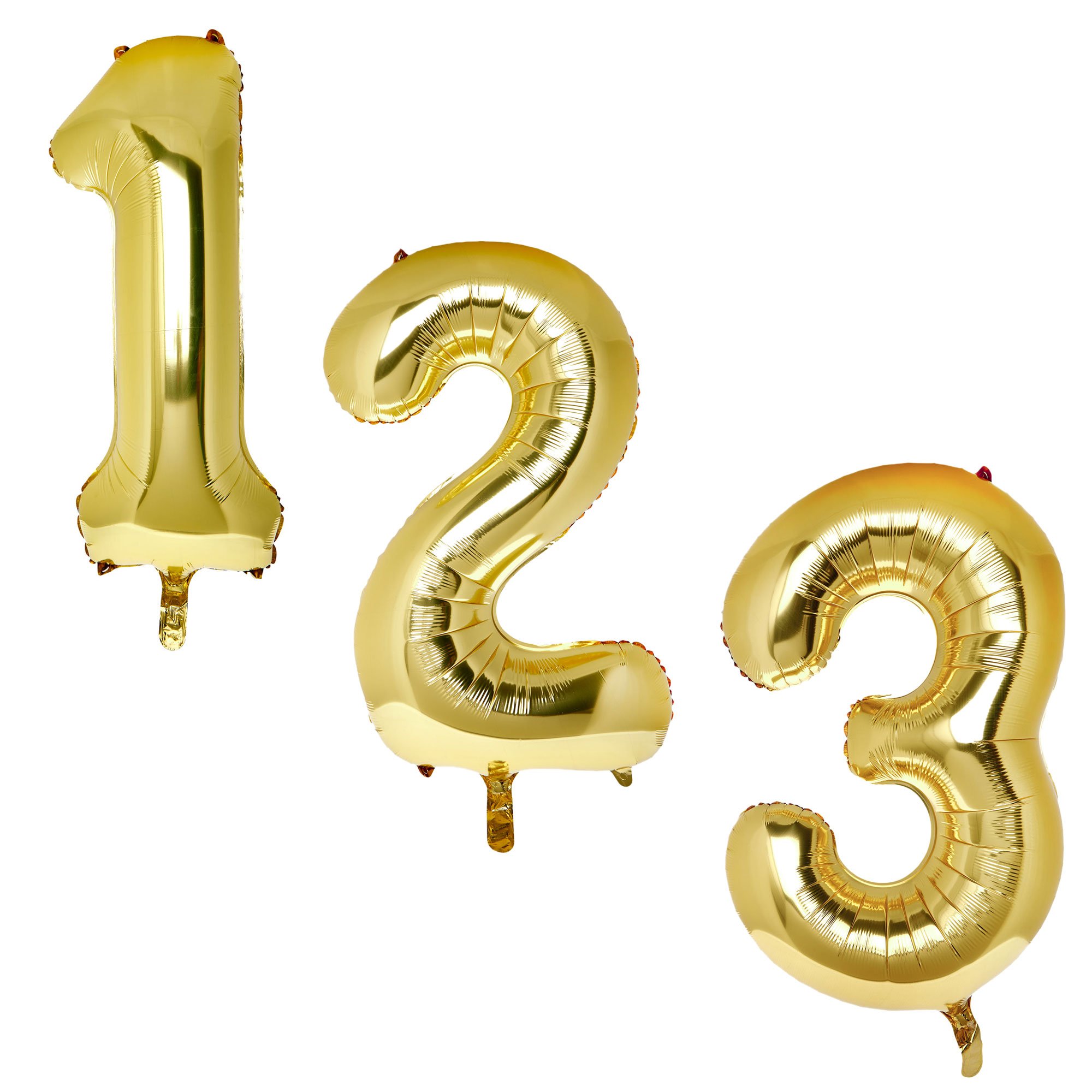Gold Jumbo Number Helium Balloons 0-9 - Deflated
