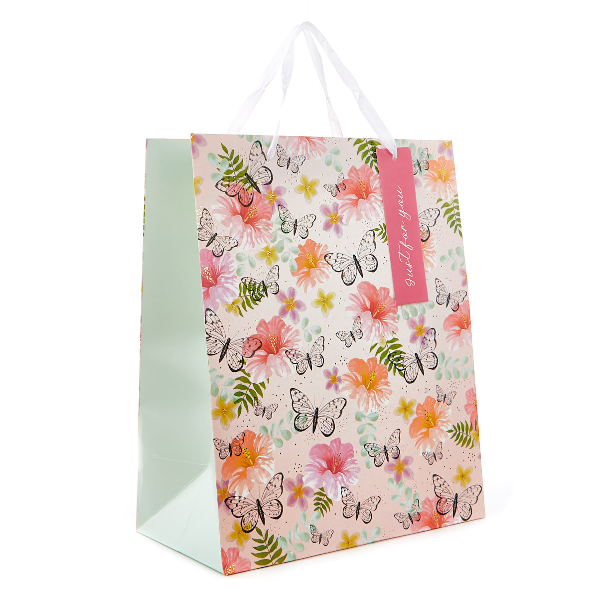 Large Portrait Gift Bag - Butterflies & Flowers 