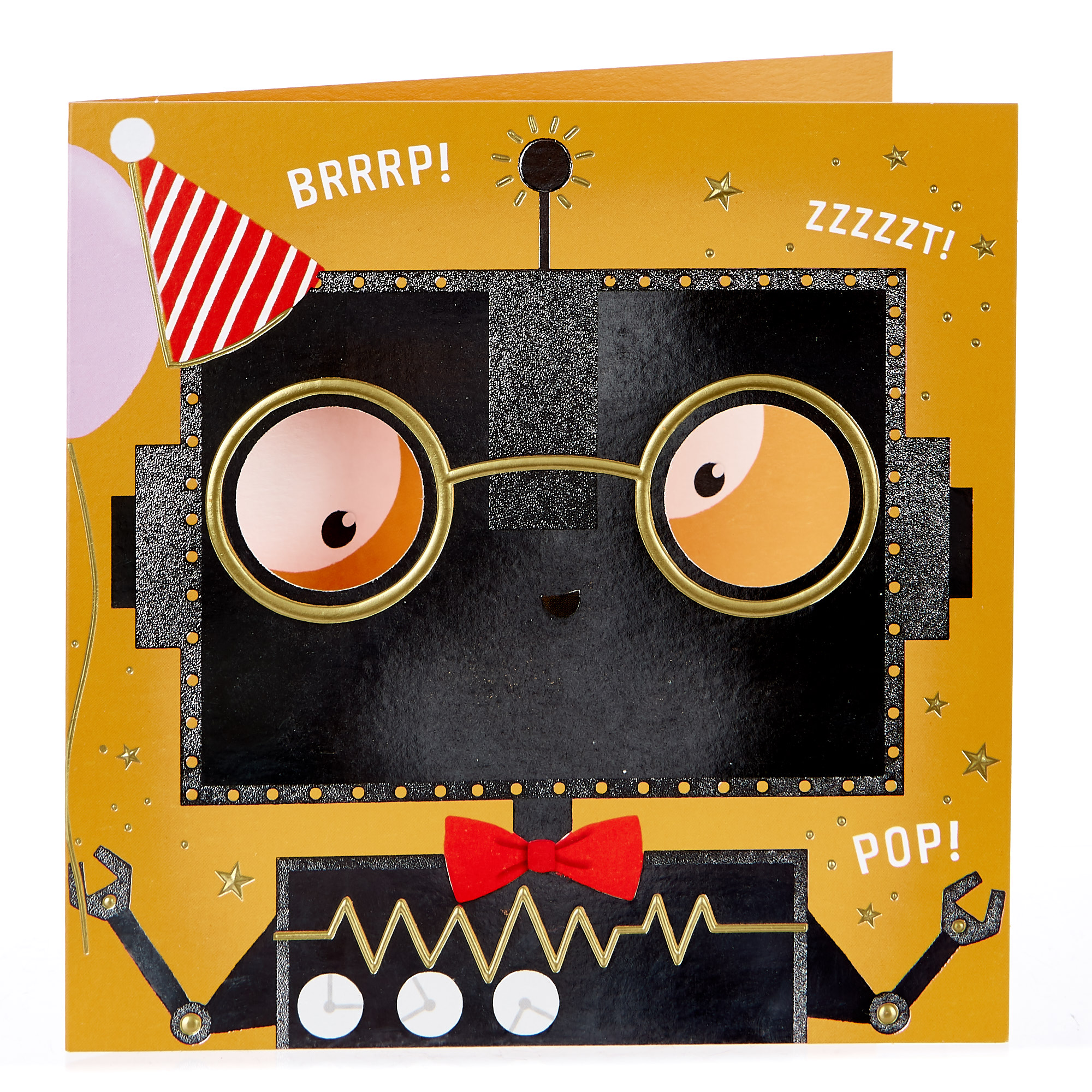 Birthday Card - Silver Robot 