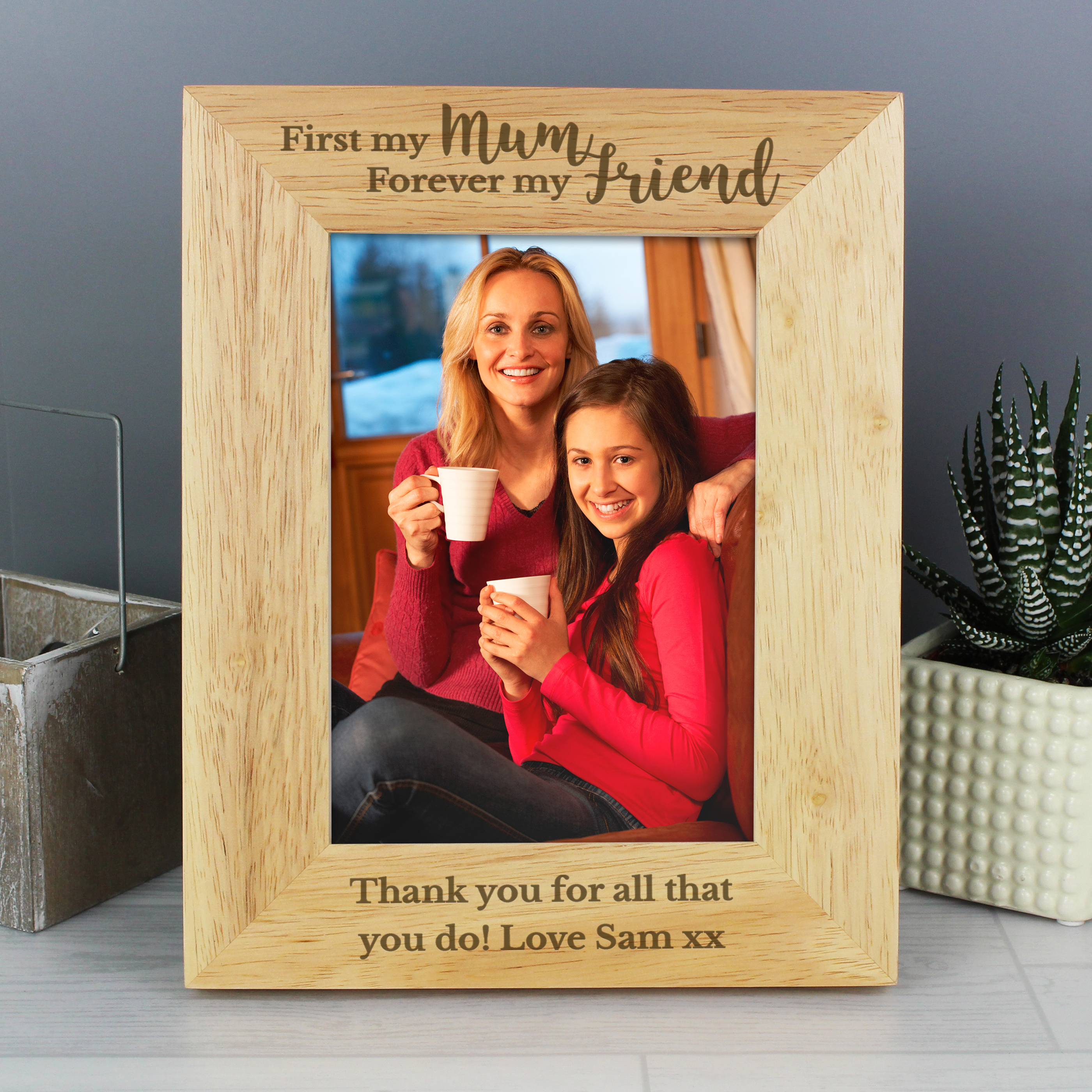 Personalised First My Mum Forever My Friend 5x7 Oak Finish Photo Frame