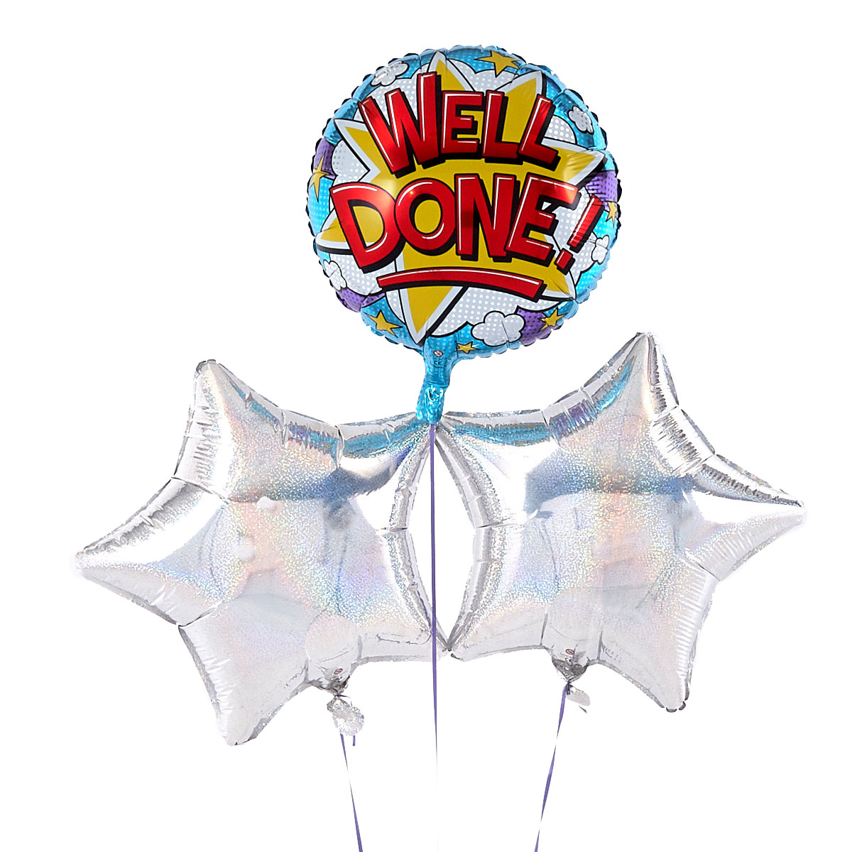 Well Done Silver Balloon Bouquet - DELIVERED INFLATED!