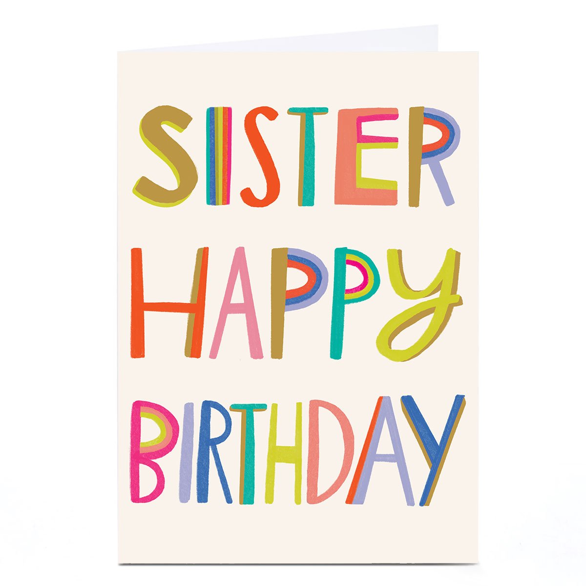 Personalised Birthday Card - Bright Letters, Sister