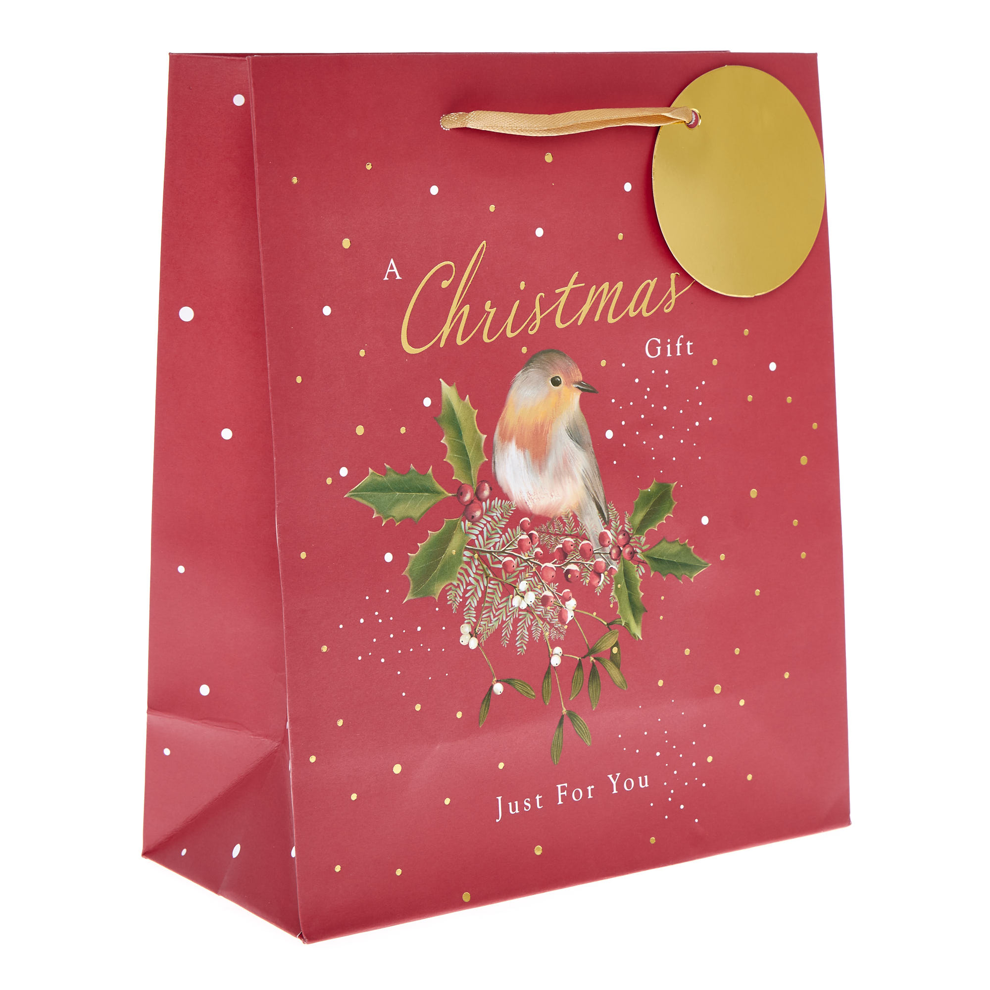 Medium Portrait Christmas Robins Gift Bag