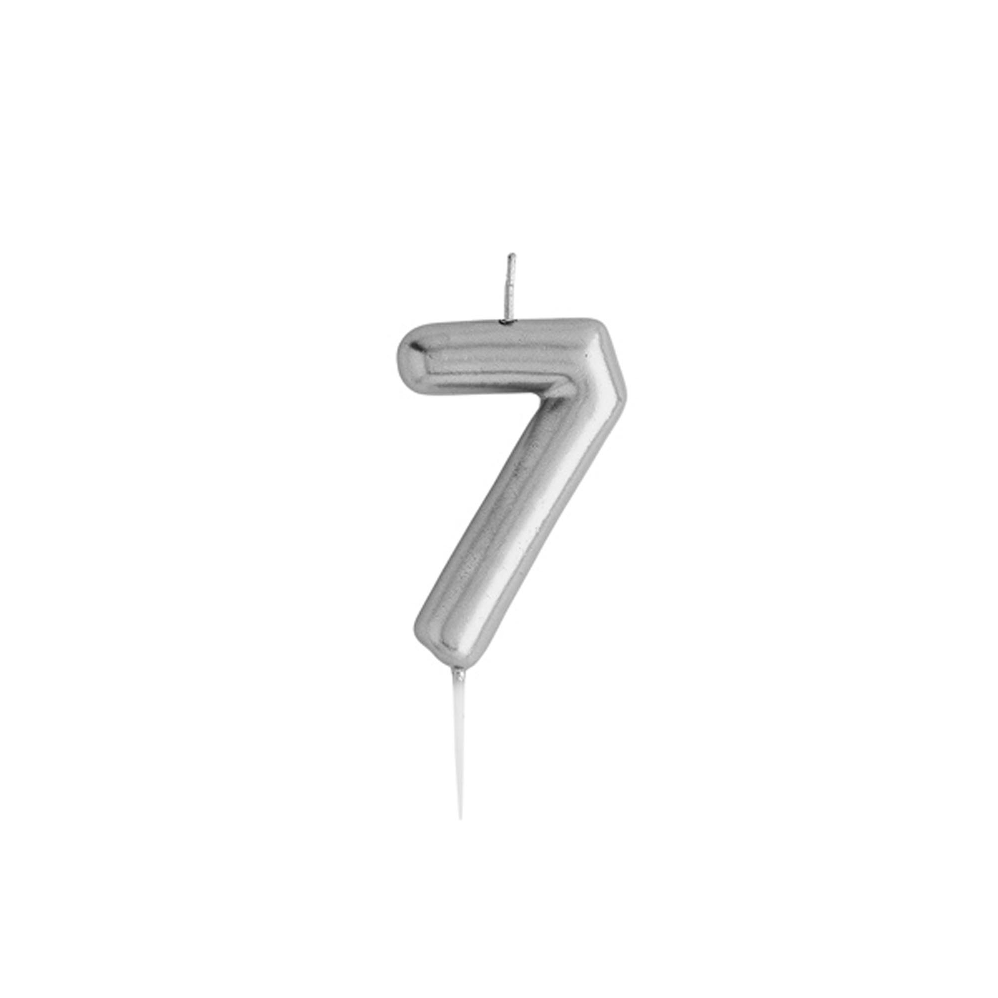Silver Number Cake Candle (0-9)