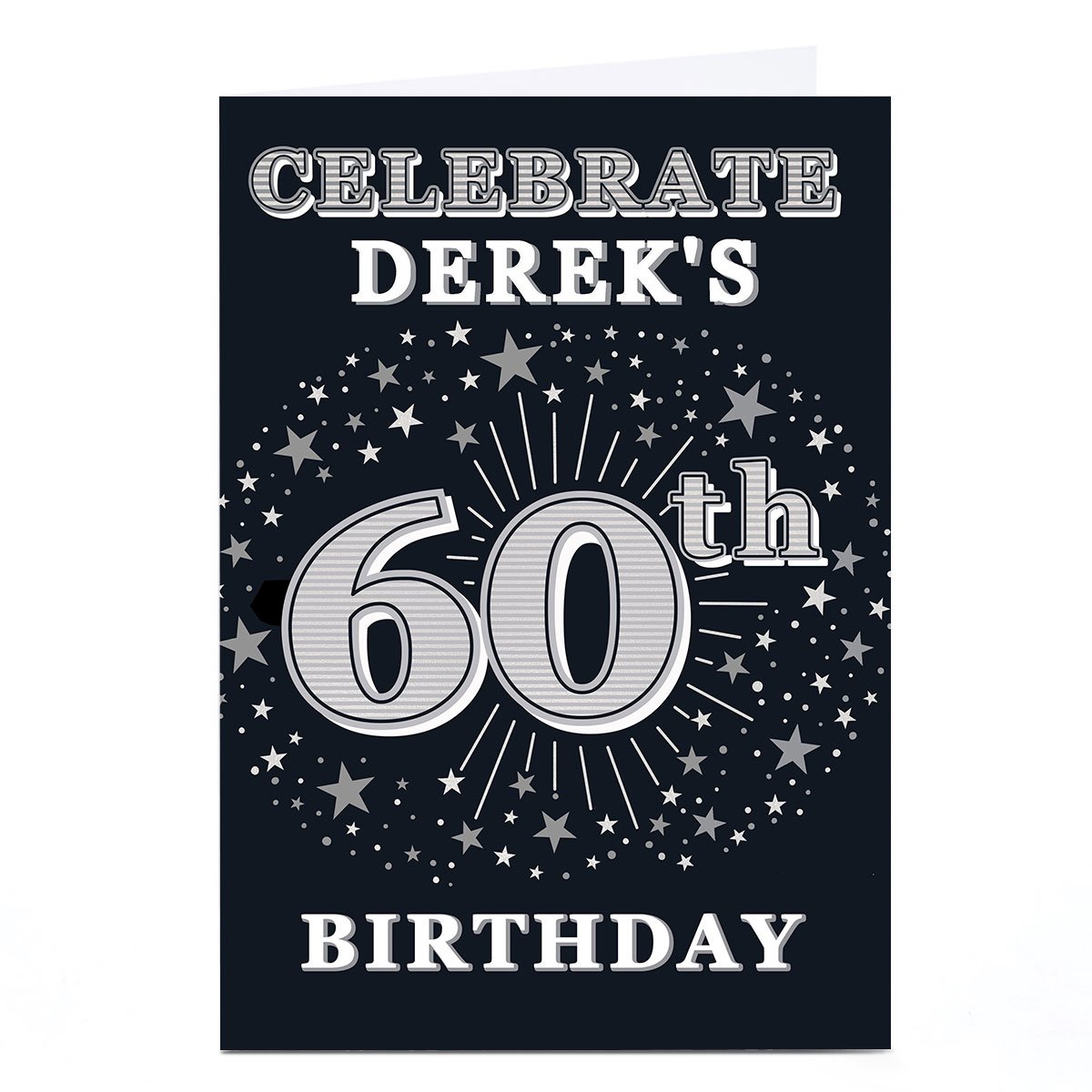 Personalised 60th Birthday Invitation - Silver Stars