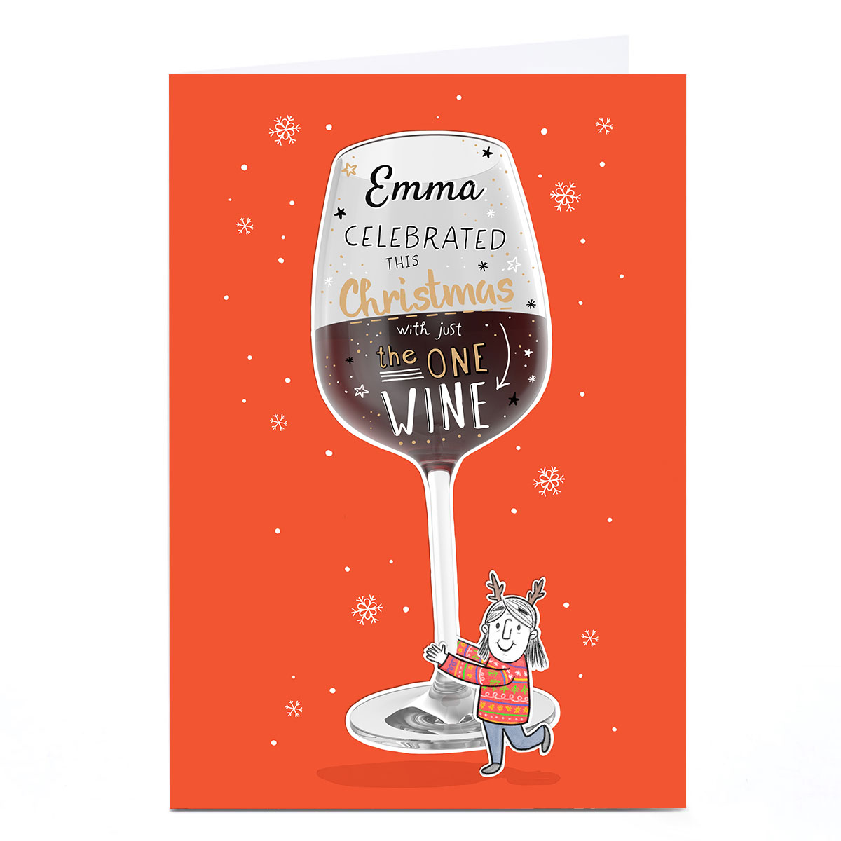 Personalised Christmas Card - Just The One Wine