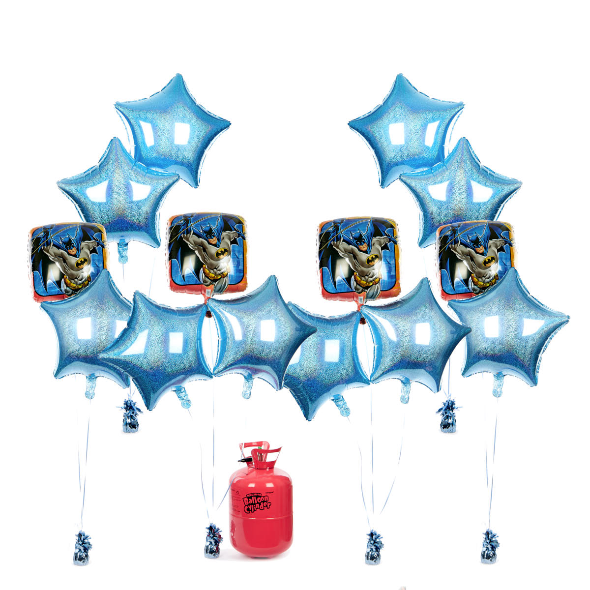 Batman Balloon Bundle - Dark Blue Stars & Helium - FREE NEXT DAY DELIVERY