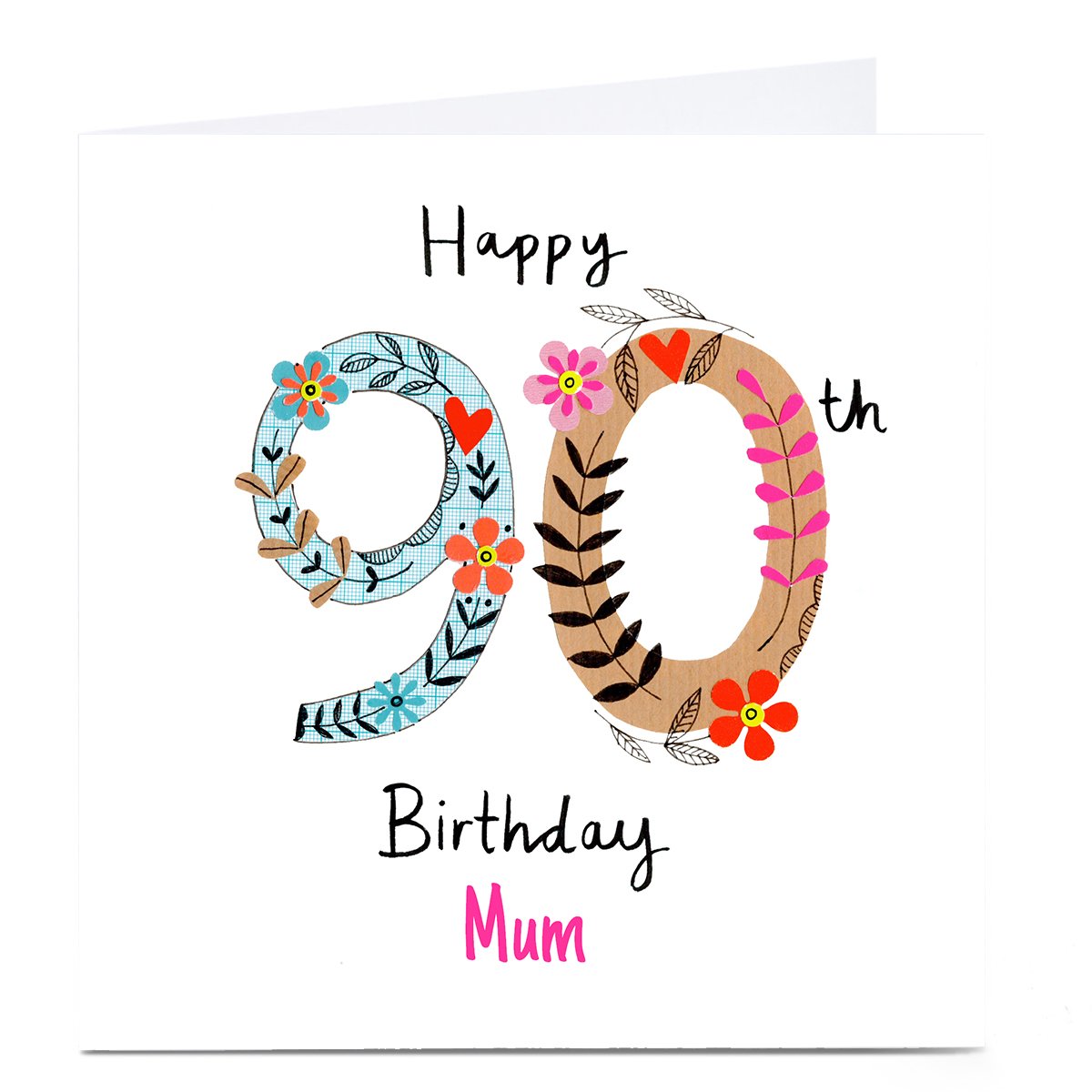 Personalised Lindsay Loves To Draw 90th Birthday Card, Mum