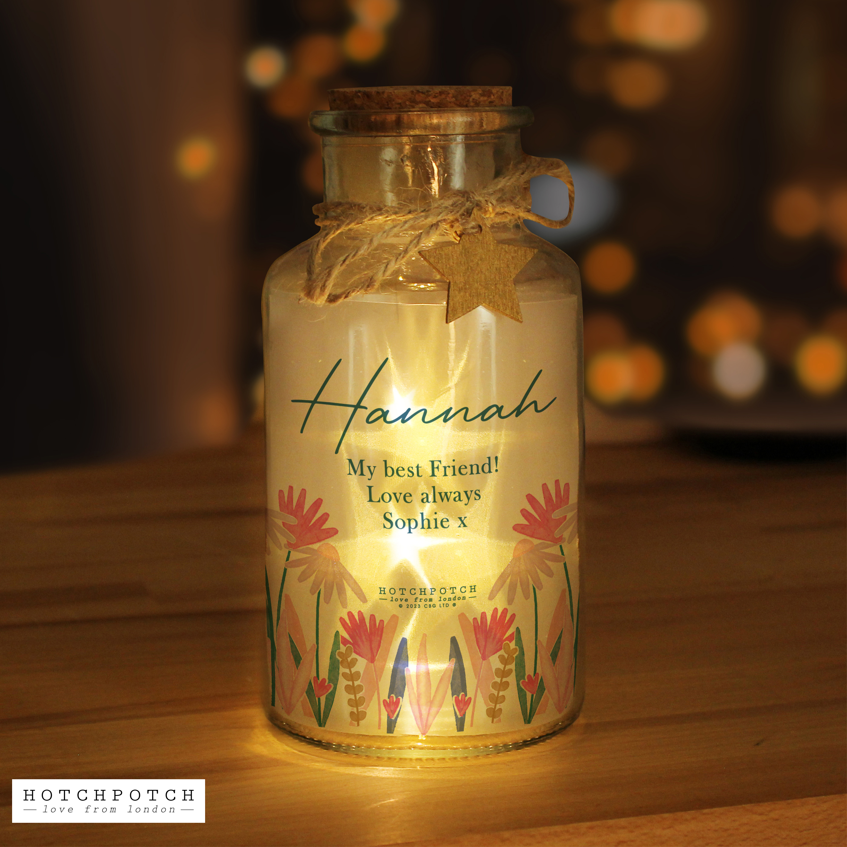 Personalised Wild Flower LED Glass Jar