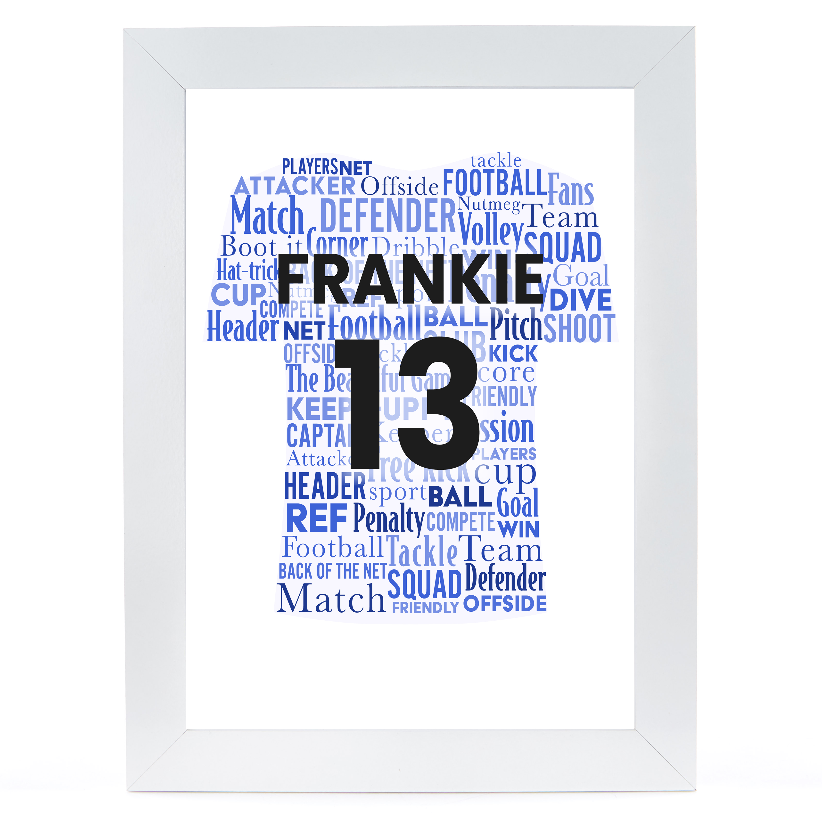 Personalised Footballer Name Print, Blue