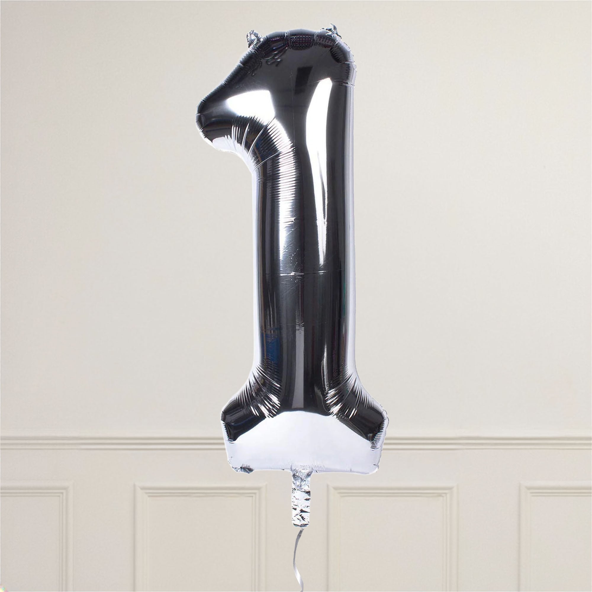 Silver Number 1 Giant Foil Helium Balloon INFLATED