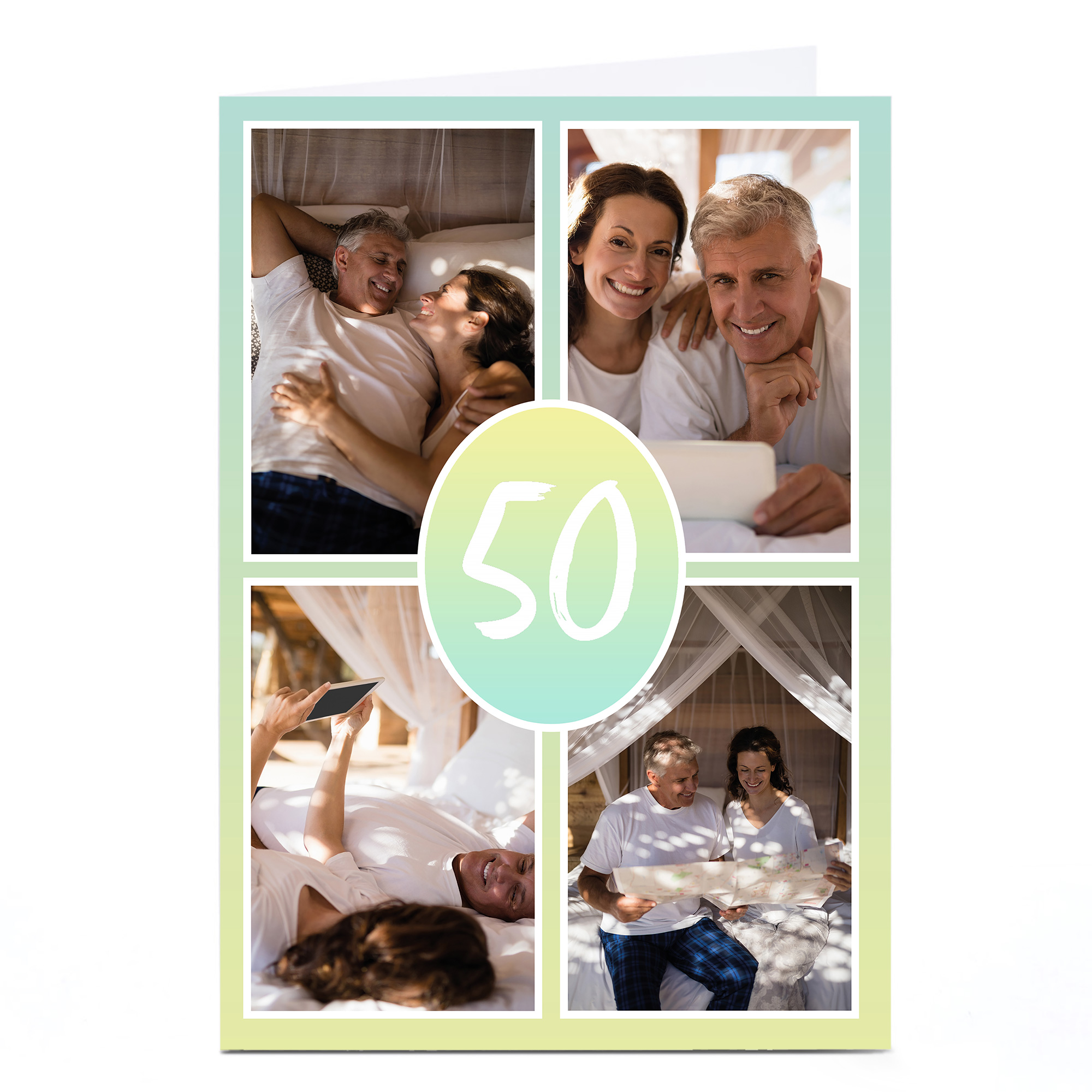 Personalised 50th Photo Card - Pastel Gradient Editable Age