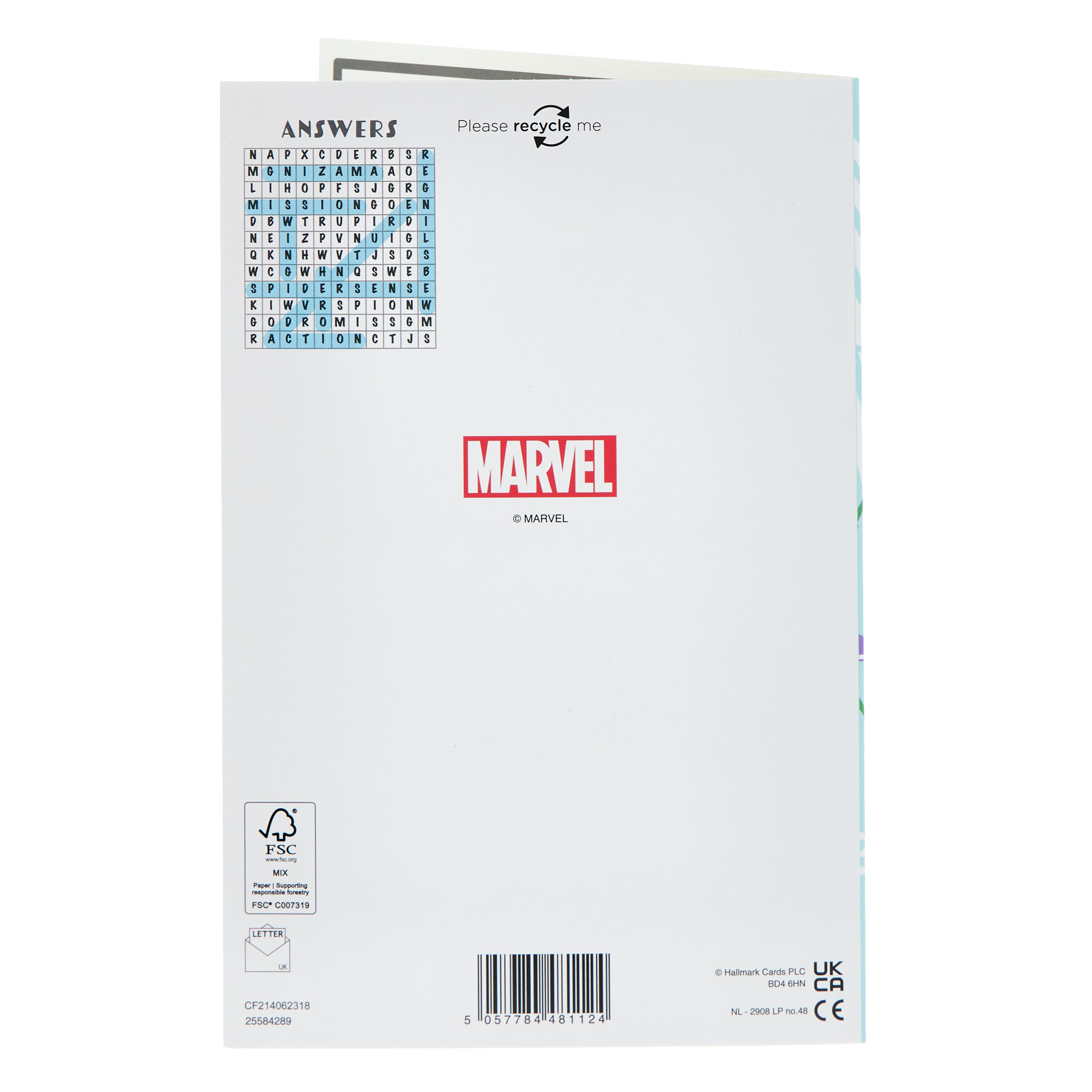 Grandson Spider-Man Christmas Card With Wordsearch
