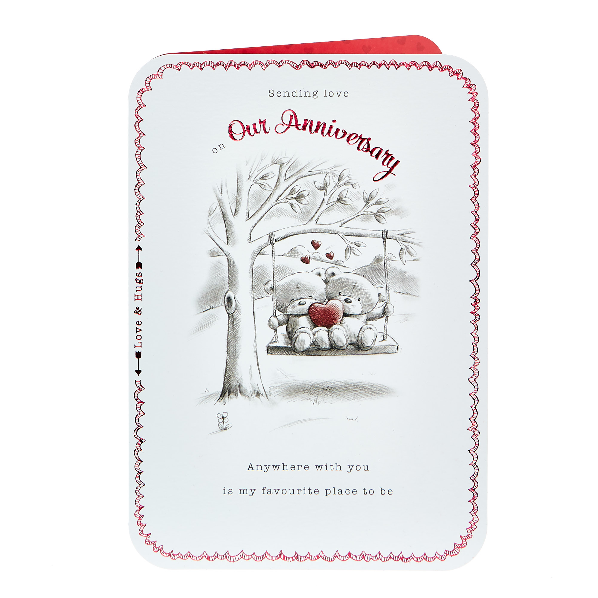 hugs bear anniversary card - anywhere with you