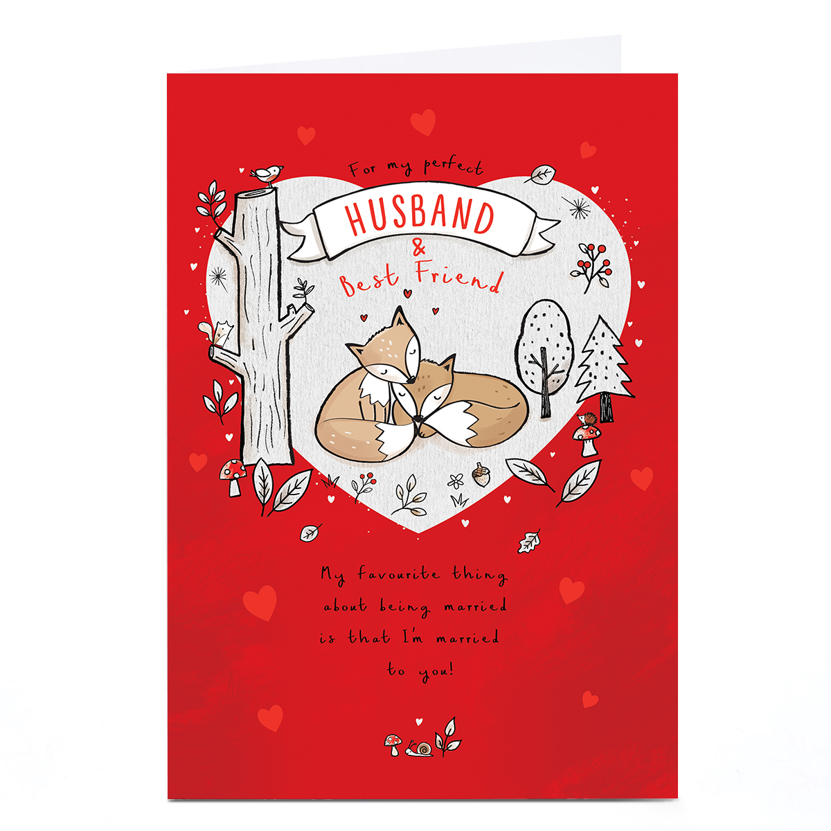 Personalised Valentine's Day Card - Foxes Cuddling, Husband