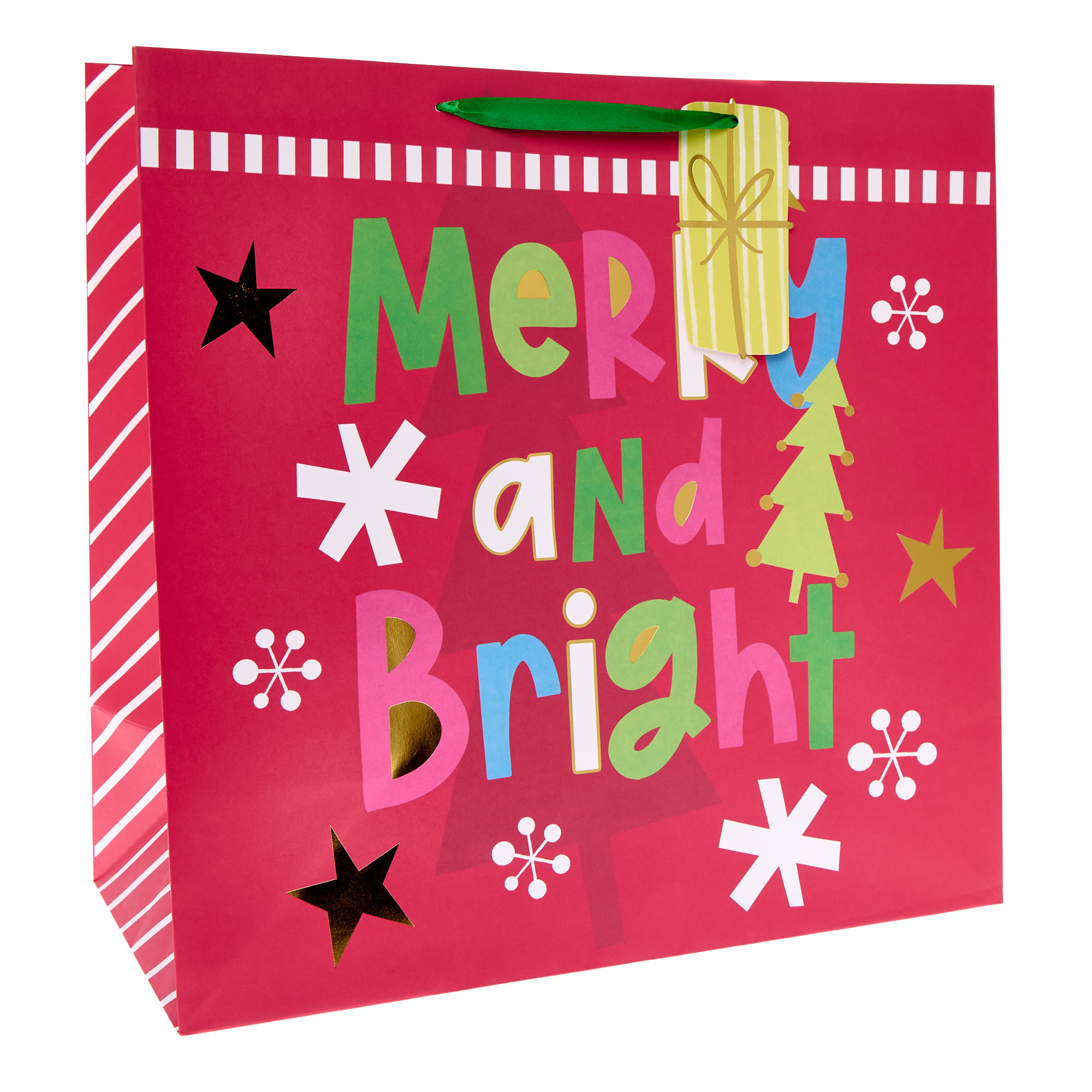Merry & Bright Giant Square Christmas Gift Bag,  Merry & Bright Giant Square Christmas Gift Bag
