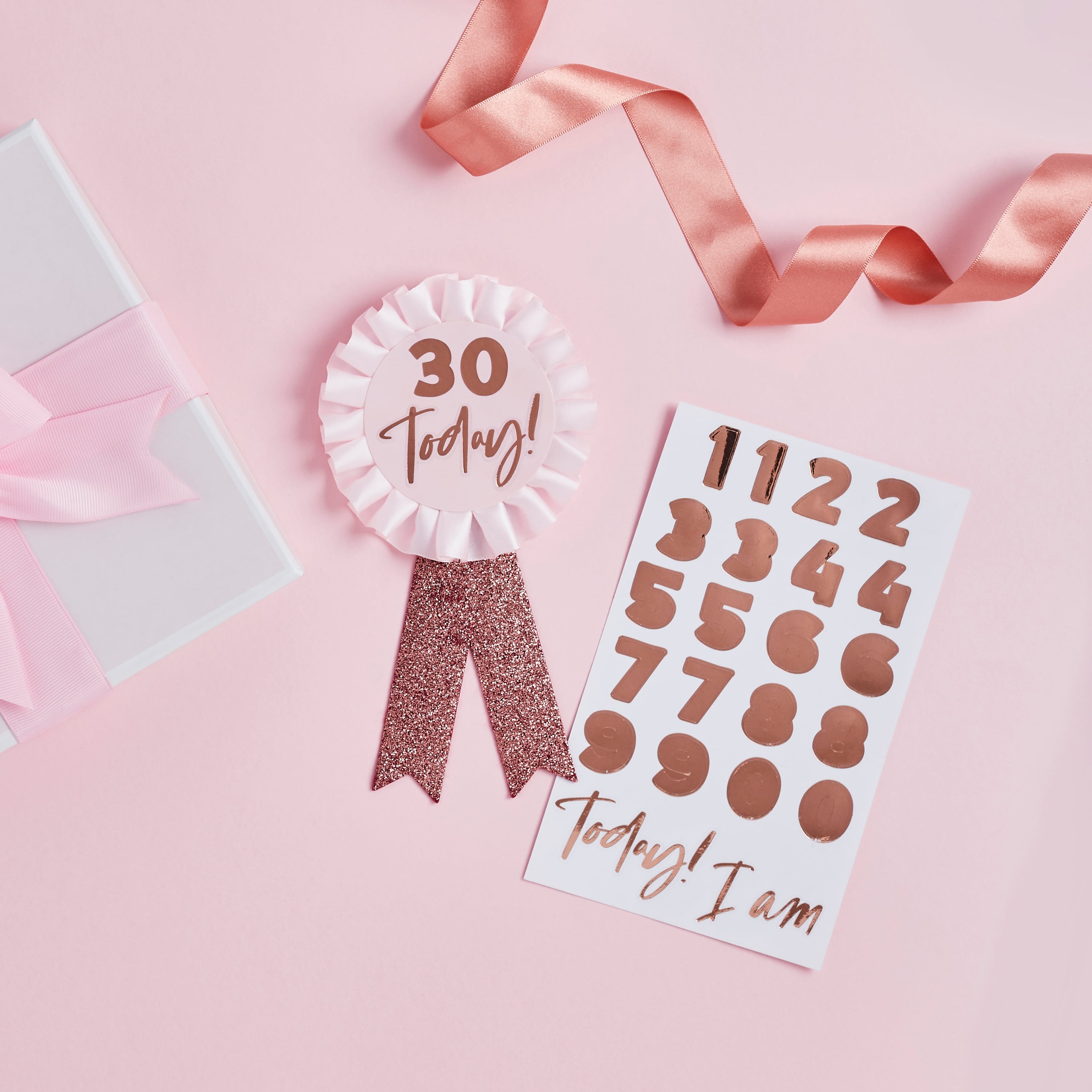 Metallic Rose Gold Customisable Birthday Badge 