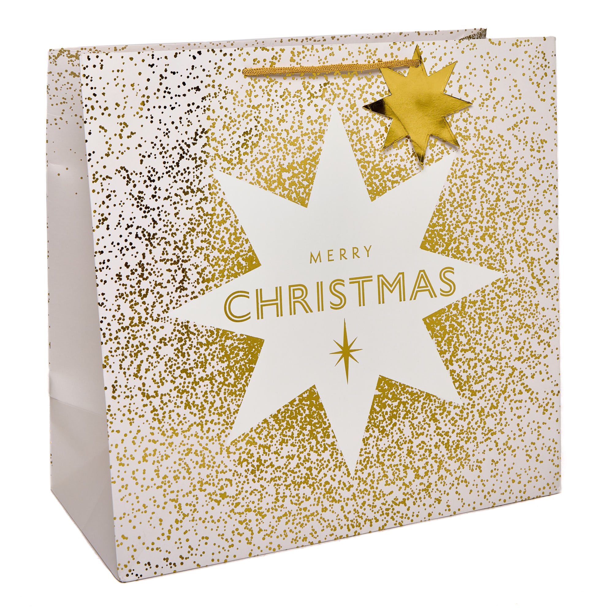 Merry Christmas Gold Star Giant Square Gift Bag