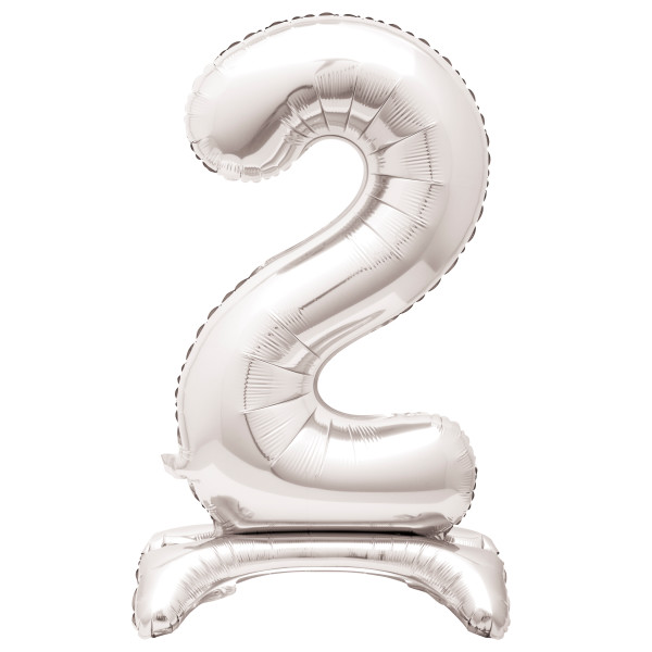 30-Inch Silver Air-Fill Standing Number 2 Table Balloon