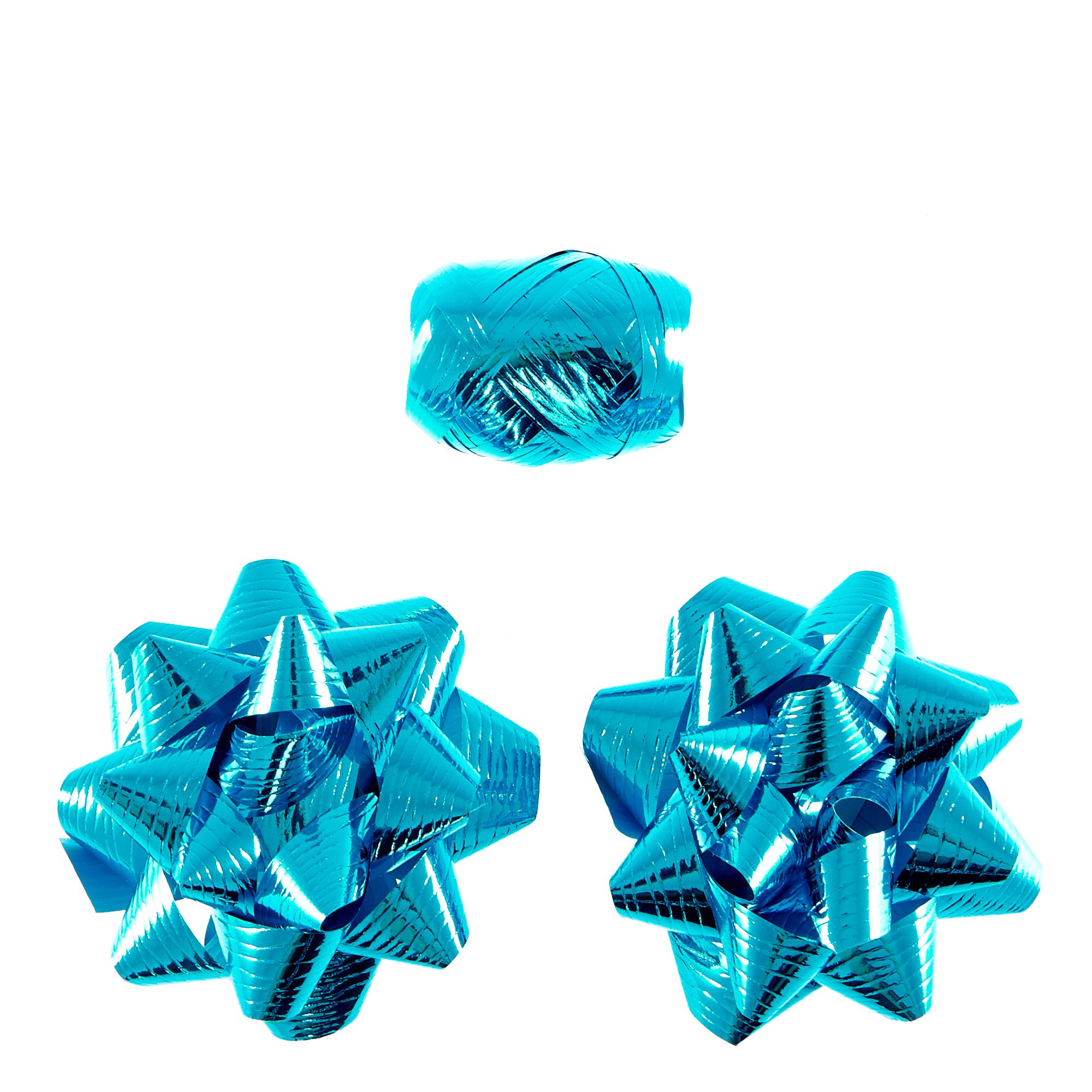 2 Blue Foil Bows & Curling Ribbon