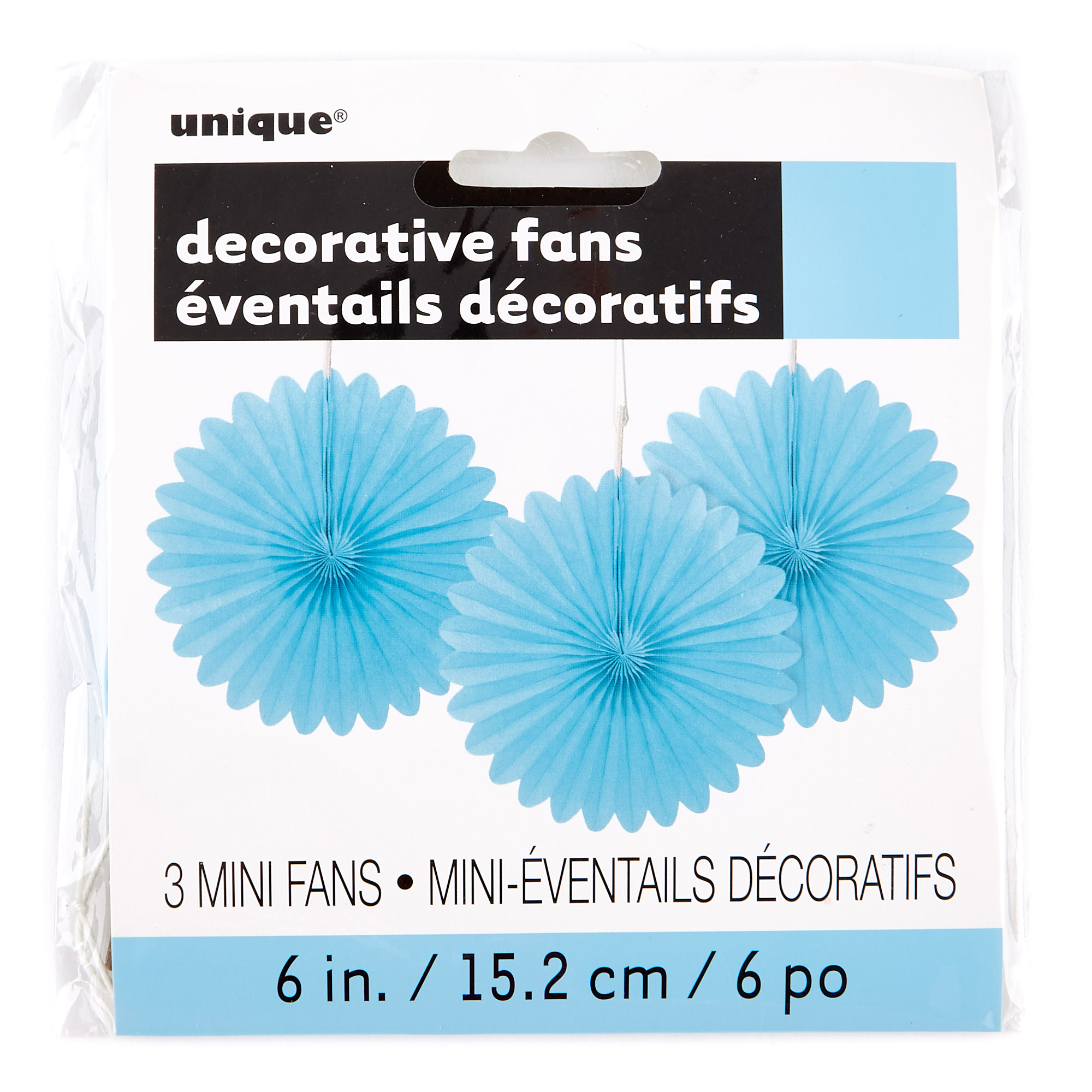Mini Decorative Tissue Paper Fans - Powder Blue (Pack of 3) 