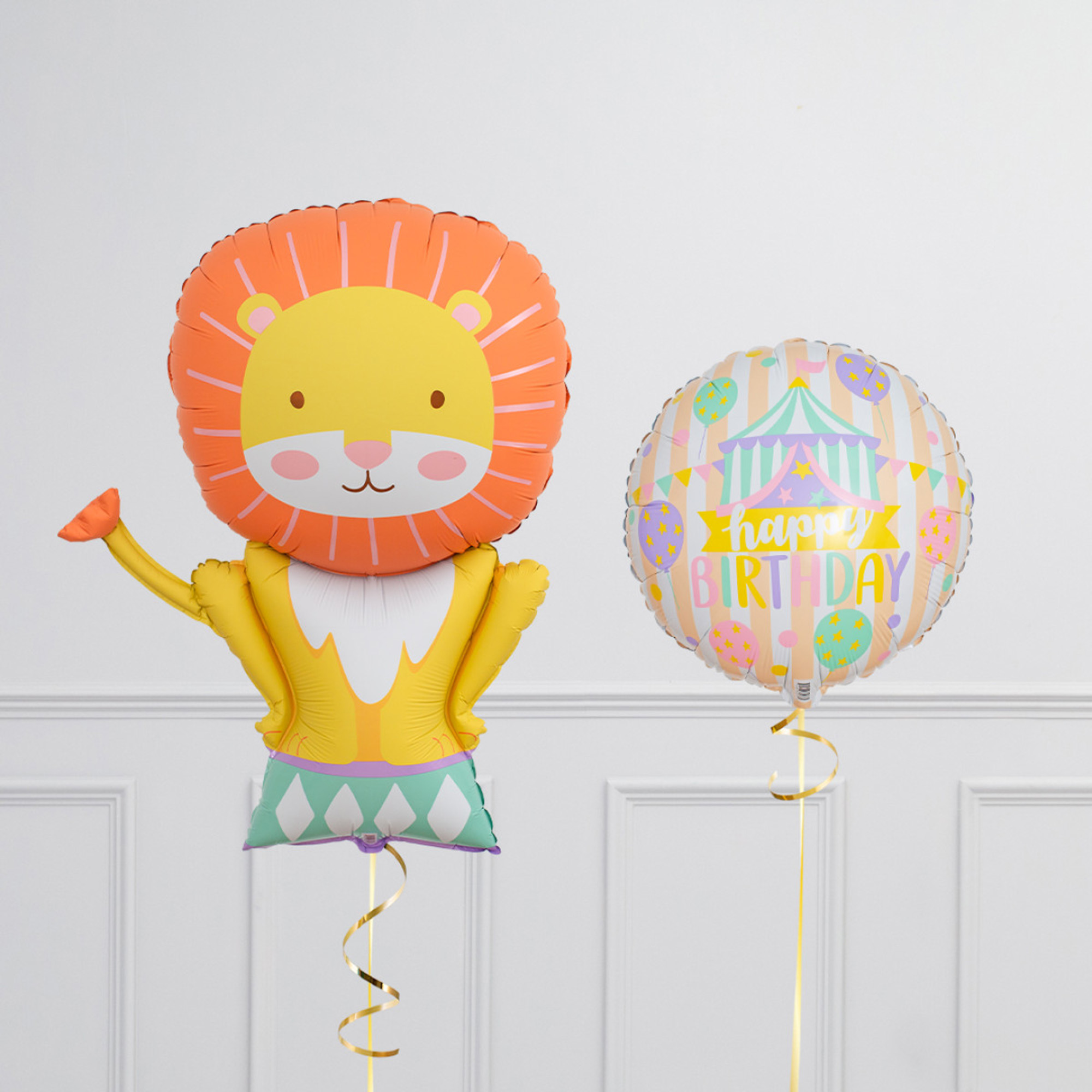 Circus Lion Birthday Supershape & Foil Balloon Package - Delivered Inflated!