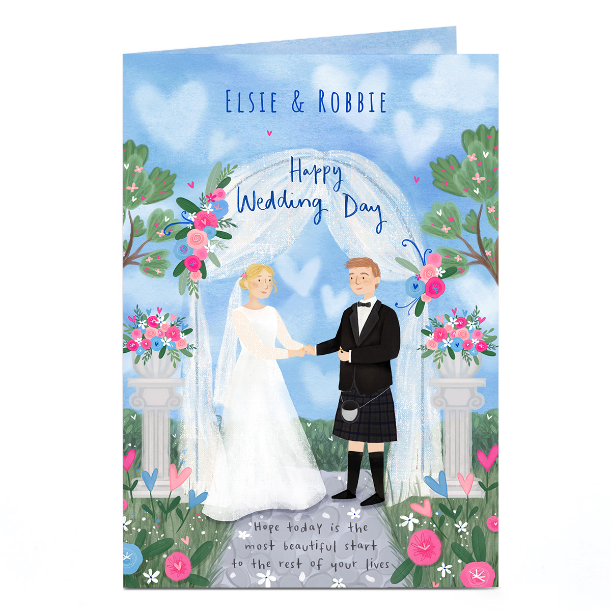 Personalised Marriage Ceremony Black Kilt Wedding Card