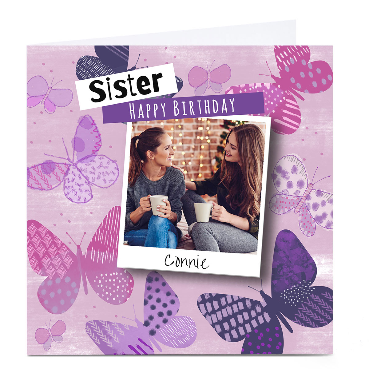 Personalised Emma Isaacs Birthday Photo Card - Butterfly Upload 
