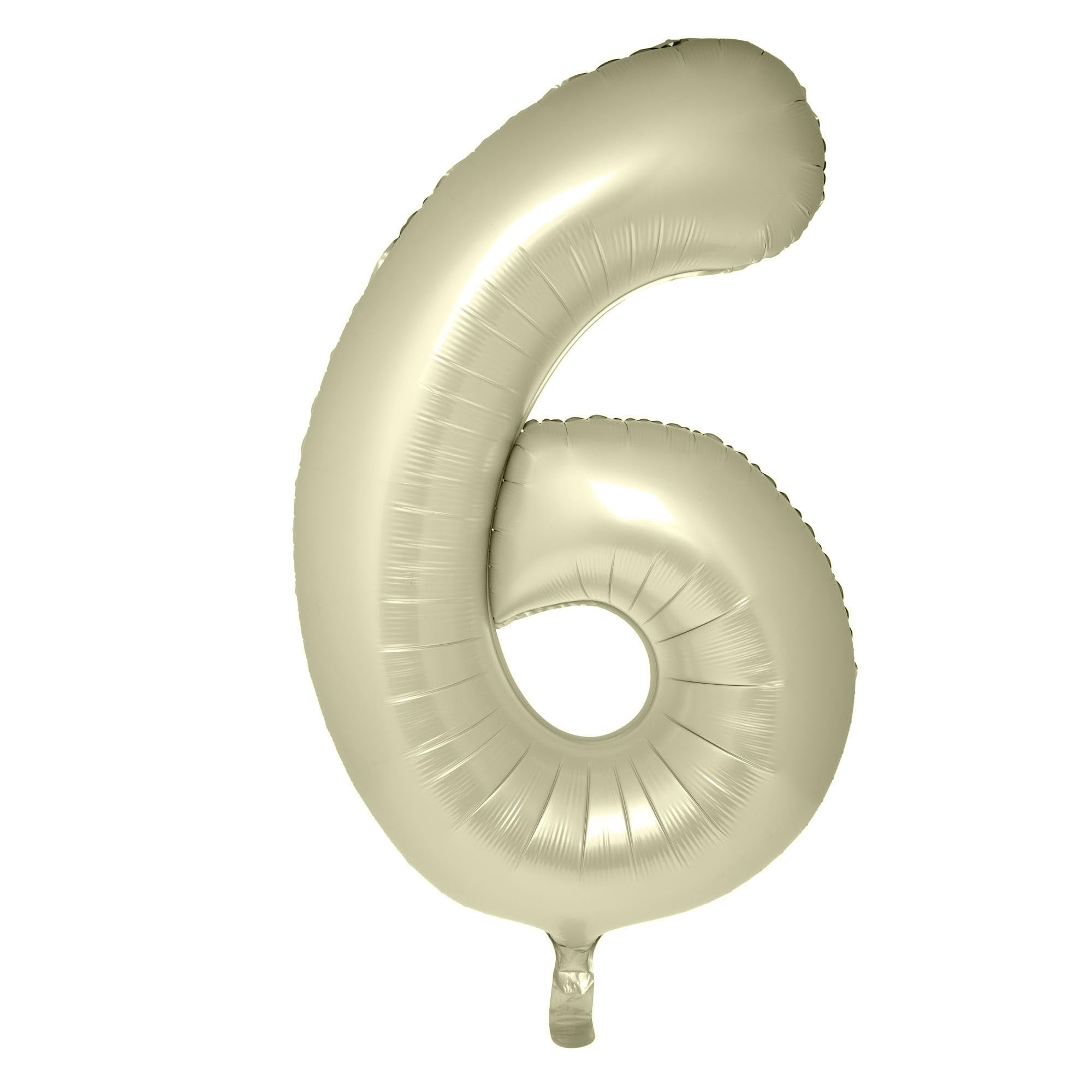 Large Cream 34-Inch Number 6 Balloon - Uninflated