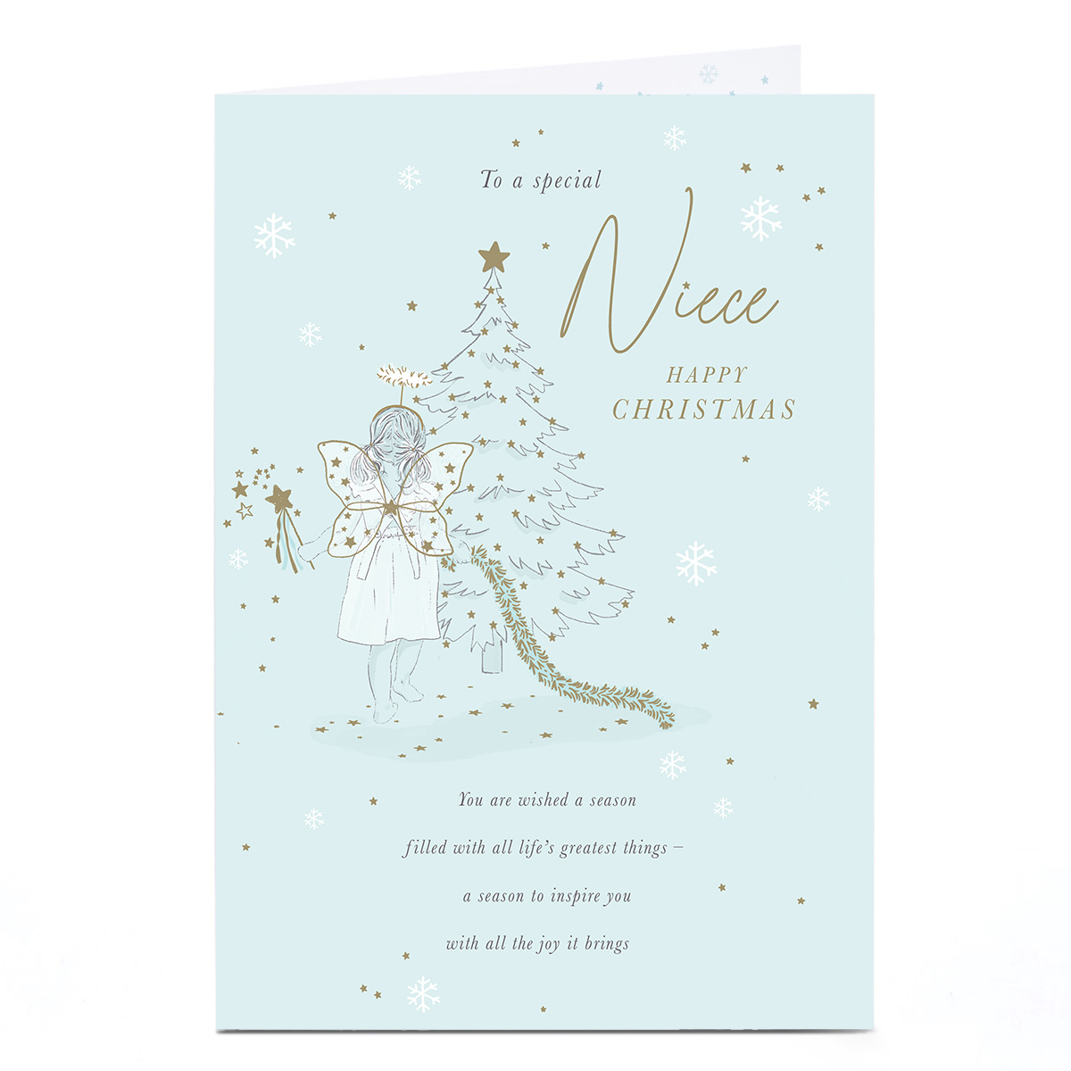 Christmas Card - Little Girl Dressed as Angel, Special Niece
