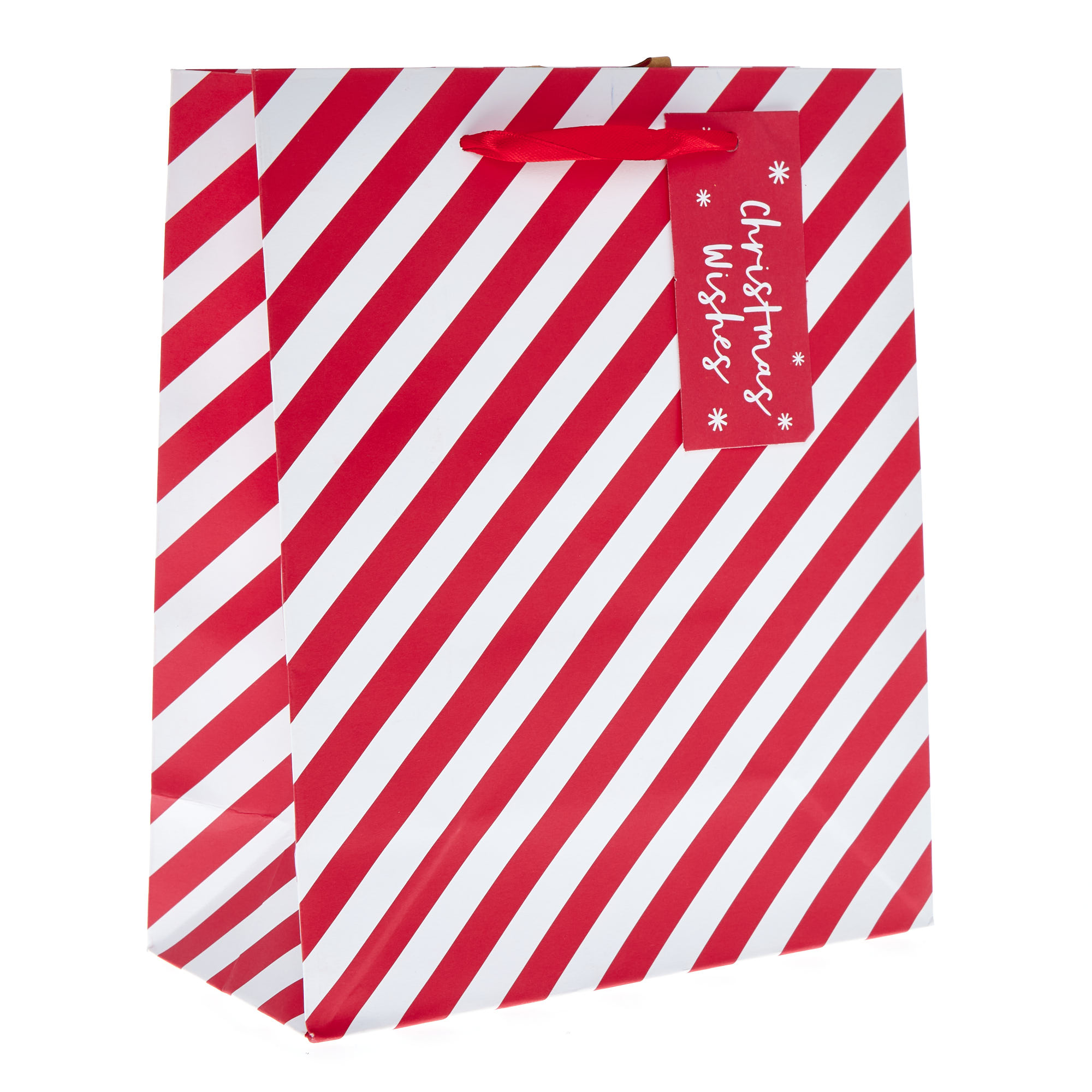 Festive Stripes Christmas Wishes Medium Portrait Gift Bag