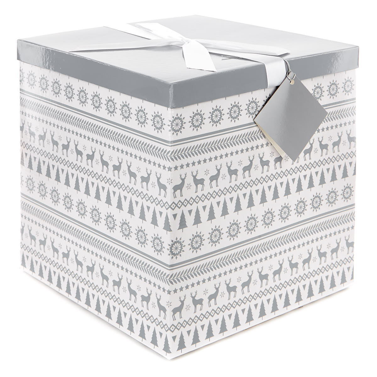 Grey and White Flat-Pack Jumbo Christmas Gift Box