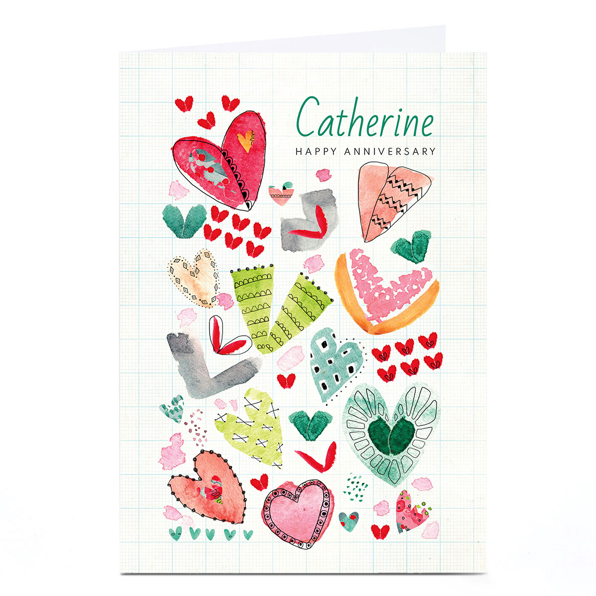 Personalised Rebecca Prinn Anniversary Card - Heart Print