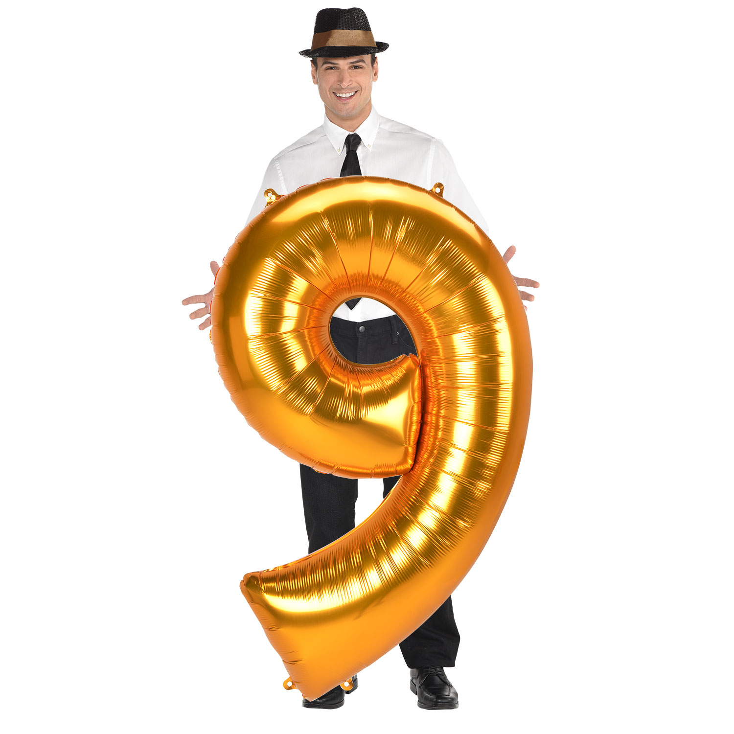 JUMBO 53-Inch Gold Foil Number 9 Balloon (Deflated) 