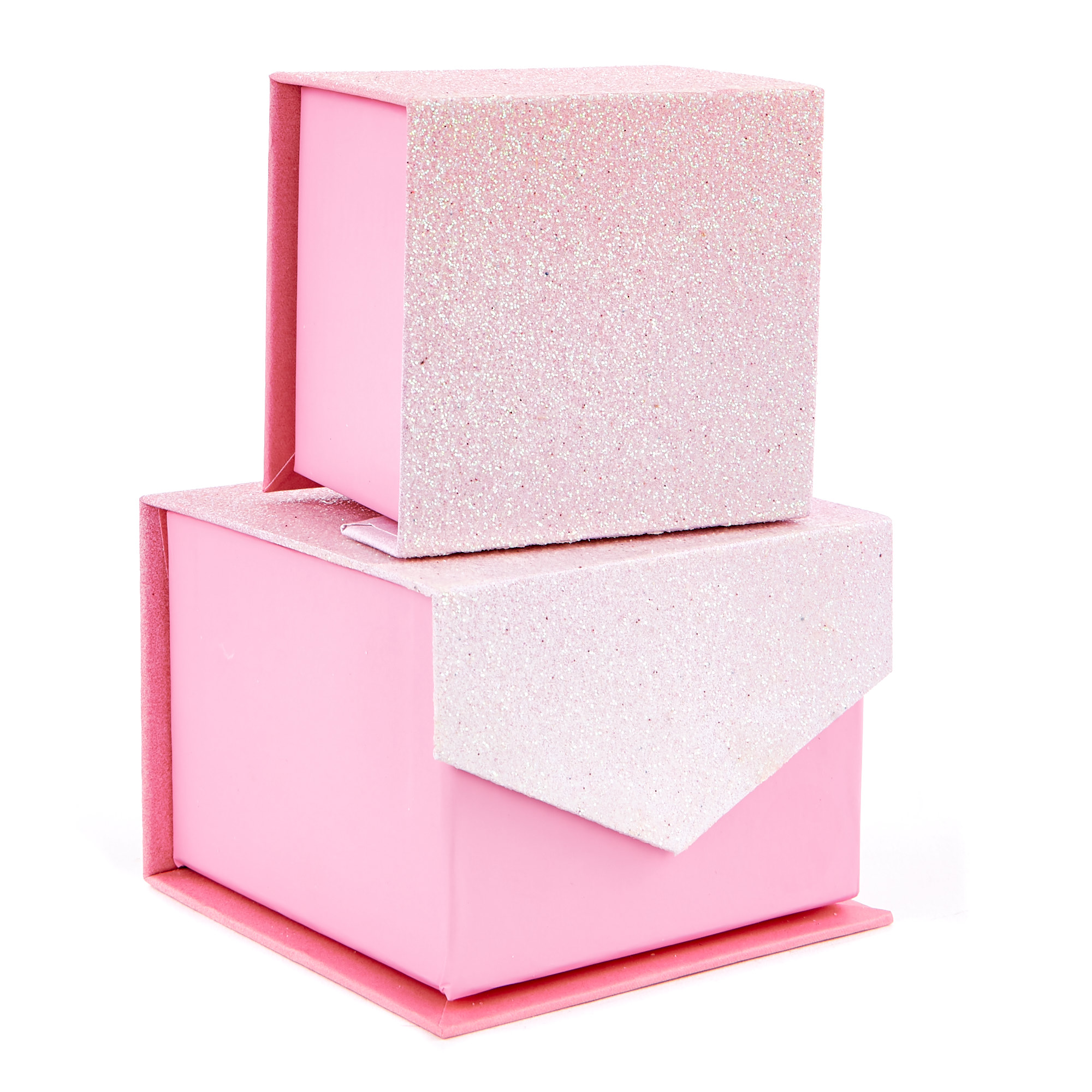 Pink Glitter Jewellery Boxes - Set Of 2