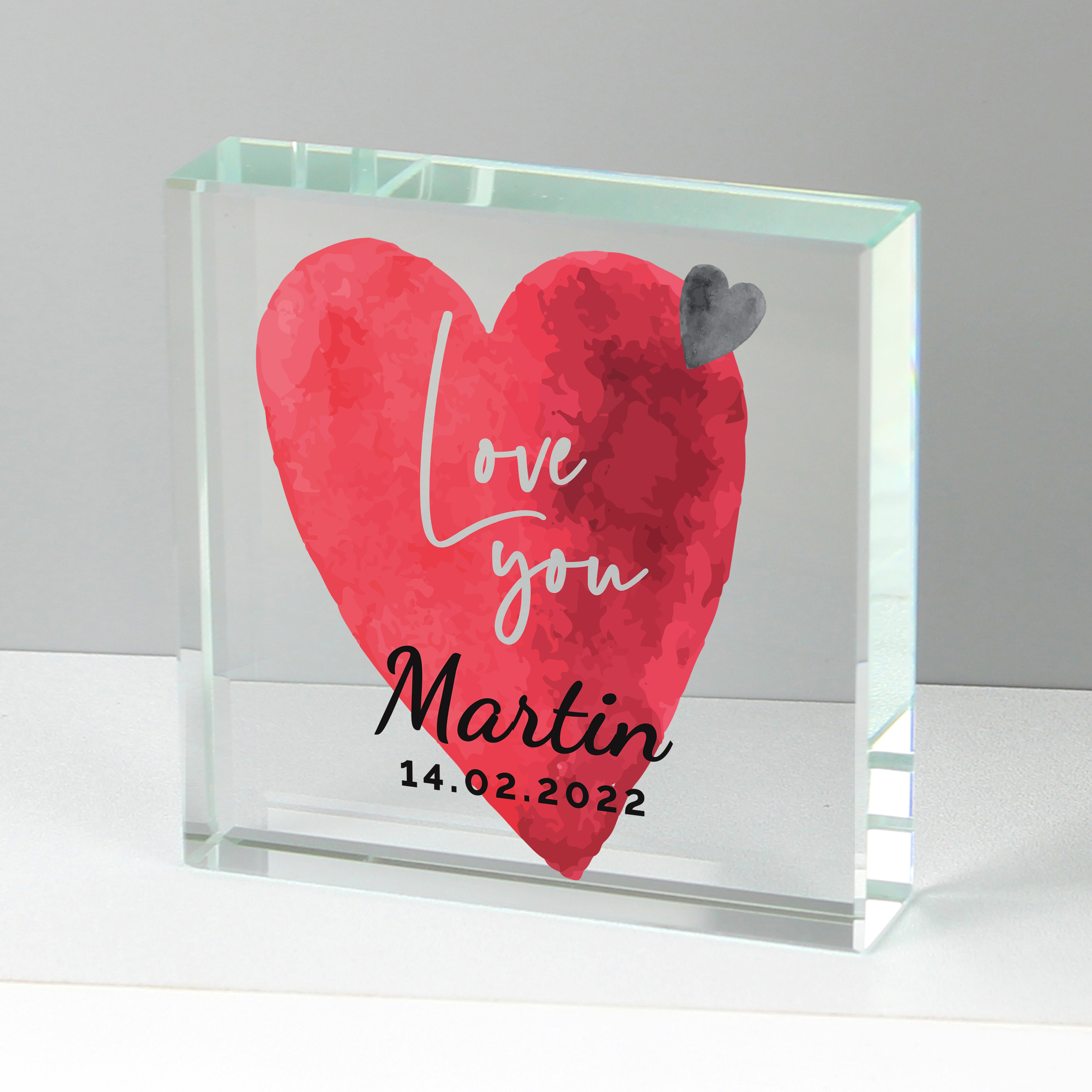 Personalised Love Heart Large Crystal Token