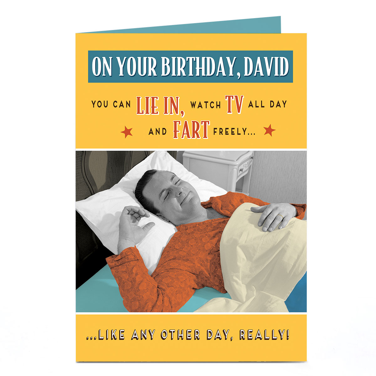 Personalised Birthday Card - Lie In, Watch TV & Fart